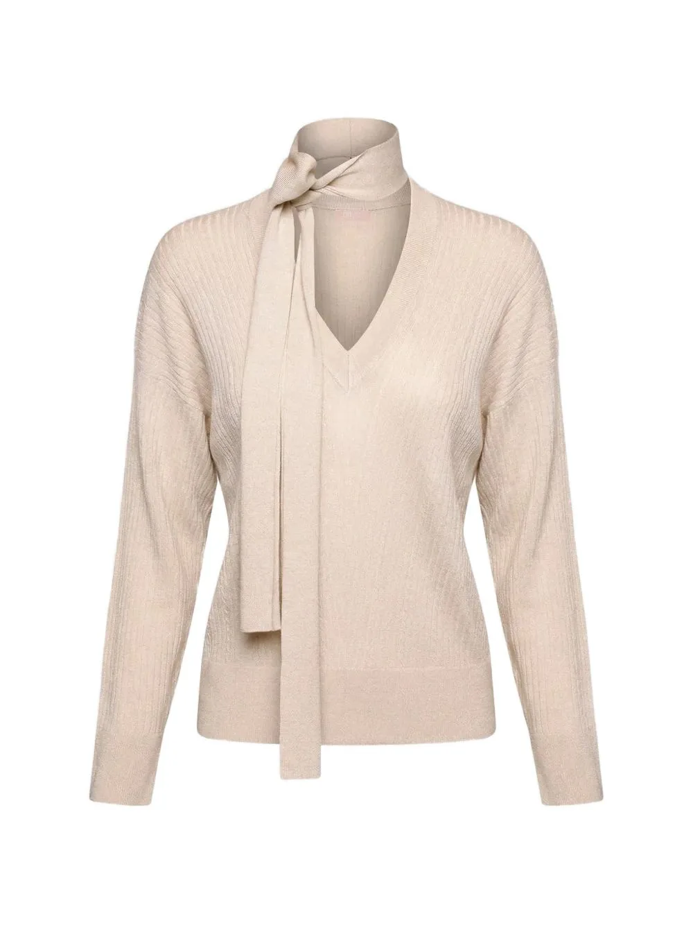 Ribbed Tie-Neck Sweater by LIU JO