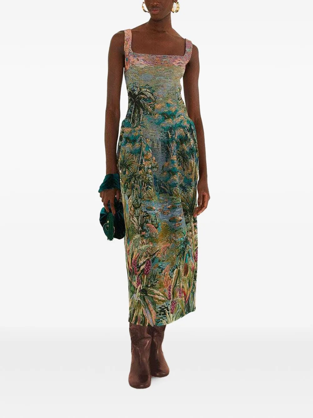 Petricor-Jacquard Sleeveless Maxi Dress by FARM Rio