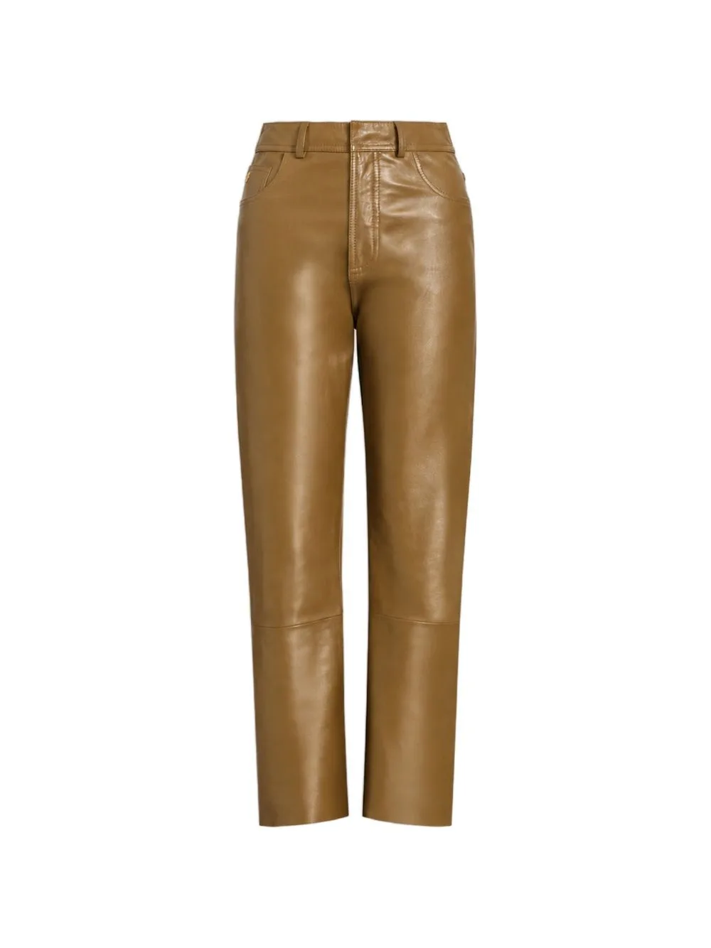 Leather Straight-Leg Trousers by Alberta Ferretti