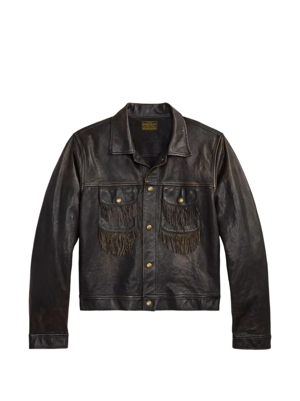Fringe-Trimmed Distressed-Leather Jacket by Ralph Lauren RRL
