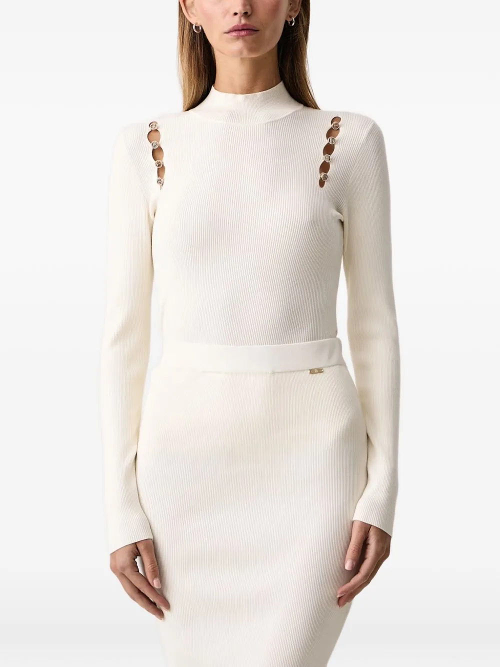 Cut-Out Ribbed-Knit Sweater by FRACOMINA