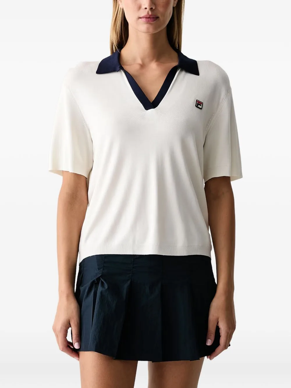 Sennes Logo-Patch V-Neck T-Shirt by Fila