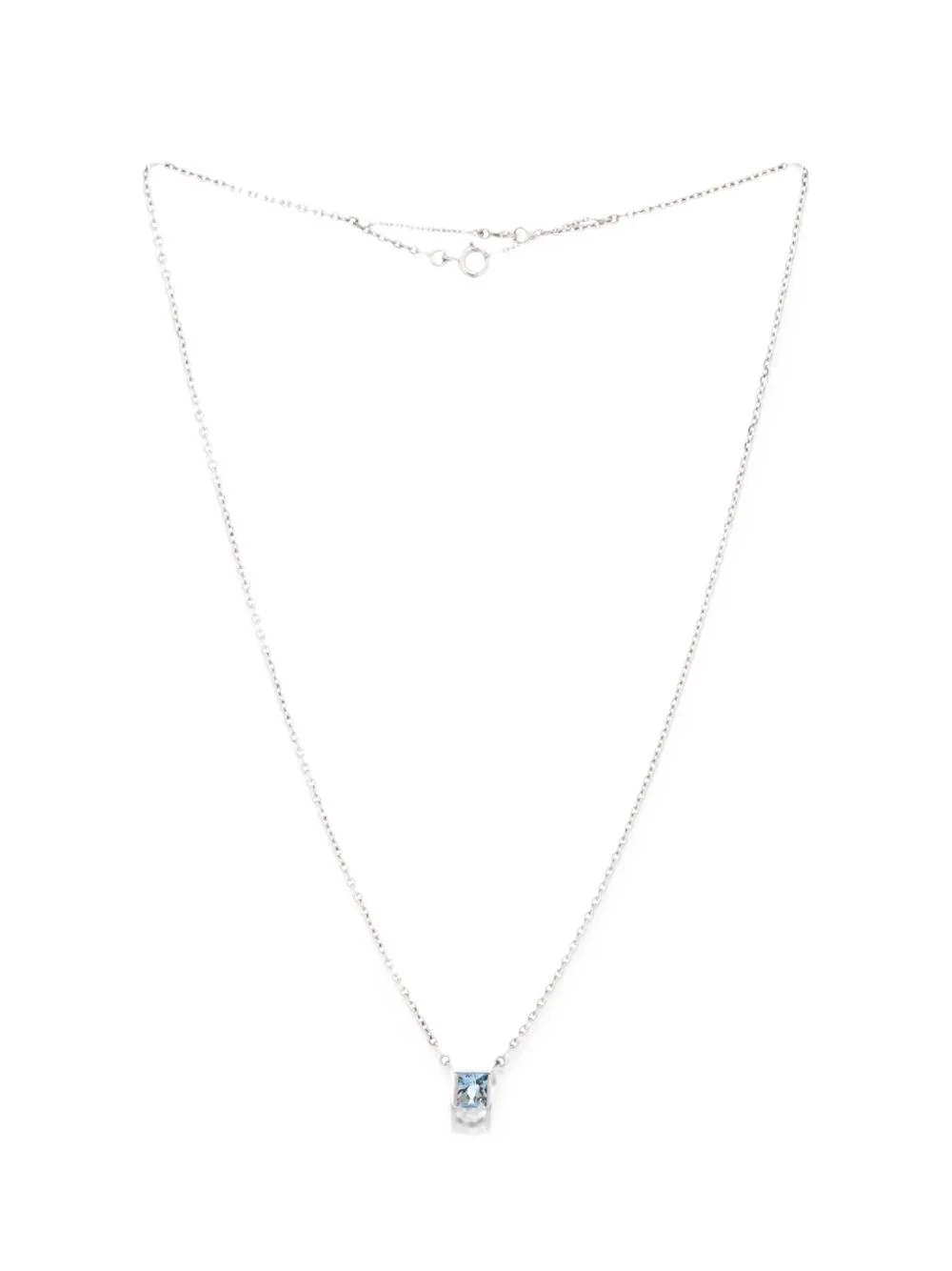 Tank Pendant 18K White Gold and Aquamarine Necklace by Cartier