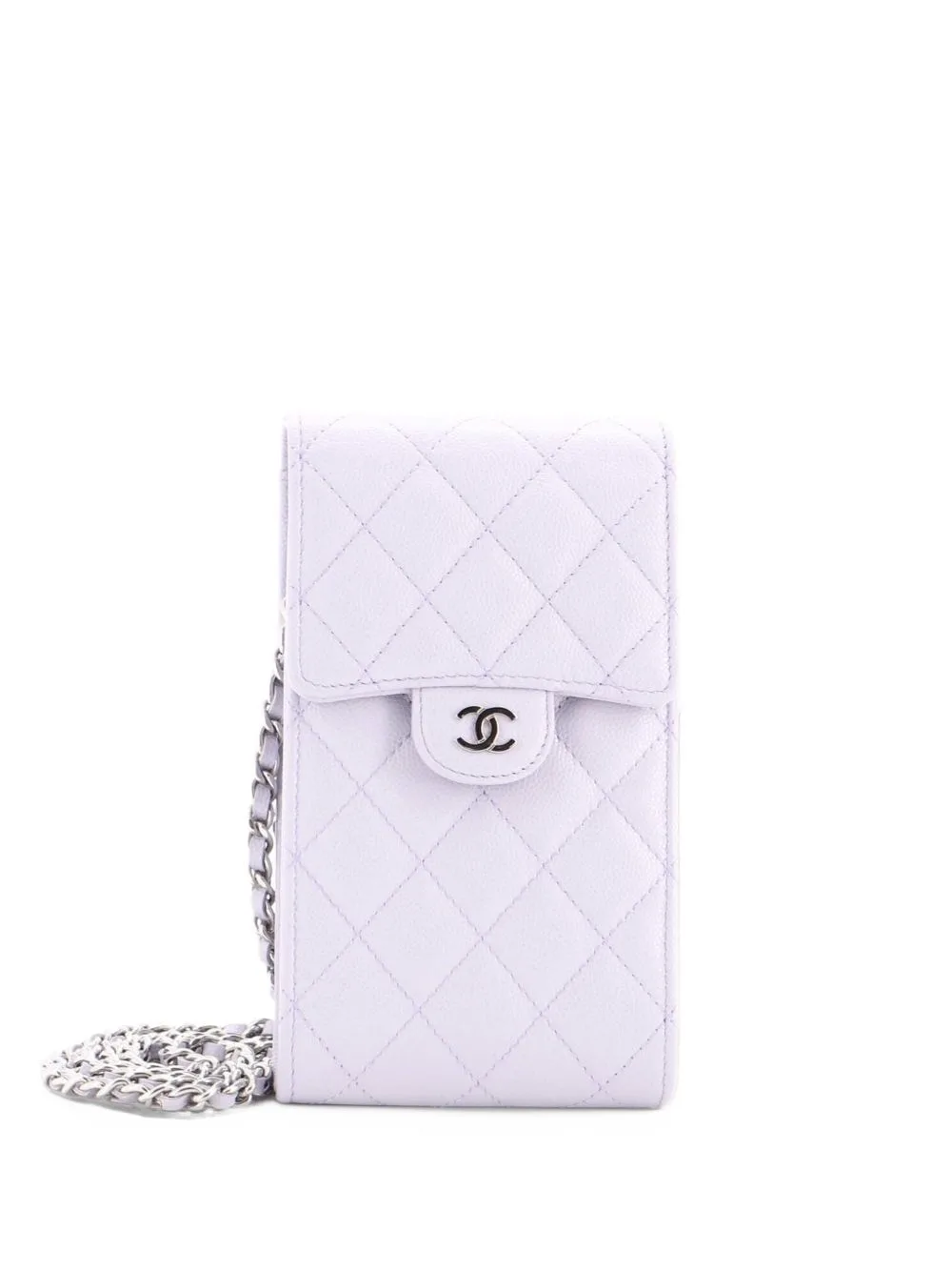 Classic Flap Phone Holder Quilted Caviar Crossbody Bag by CHANEL Pre-Owned