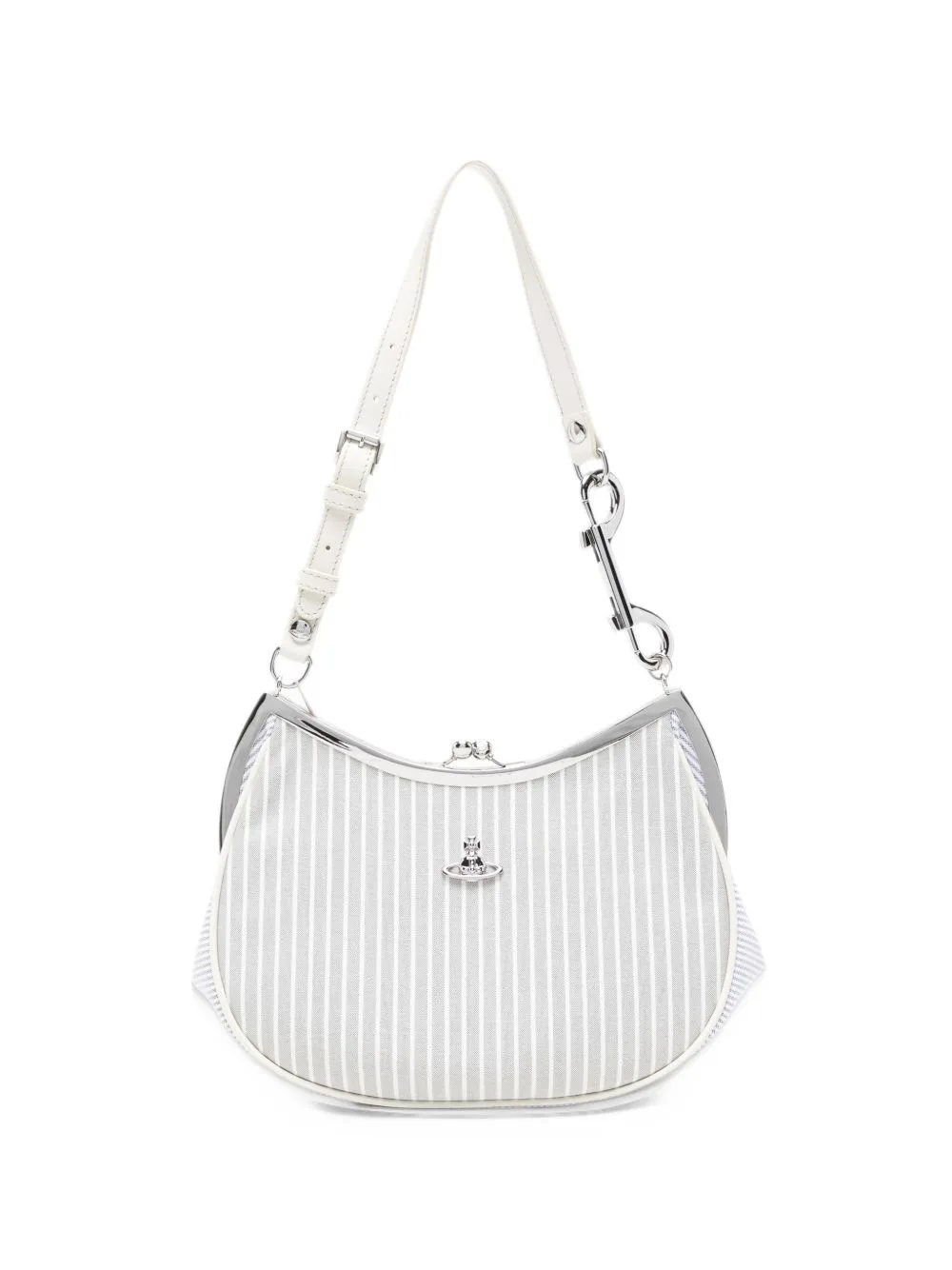 Orb-Plaque Pinstripe-Pattern Shoulder Bag by Vivienne Westwood