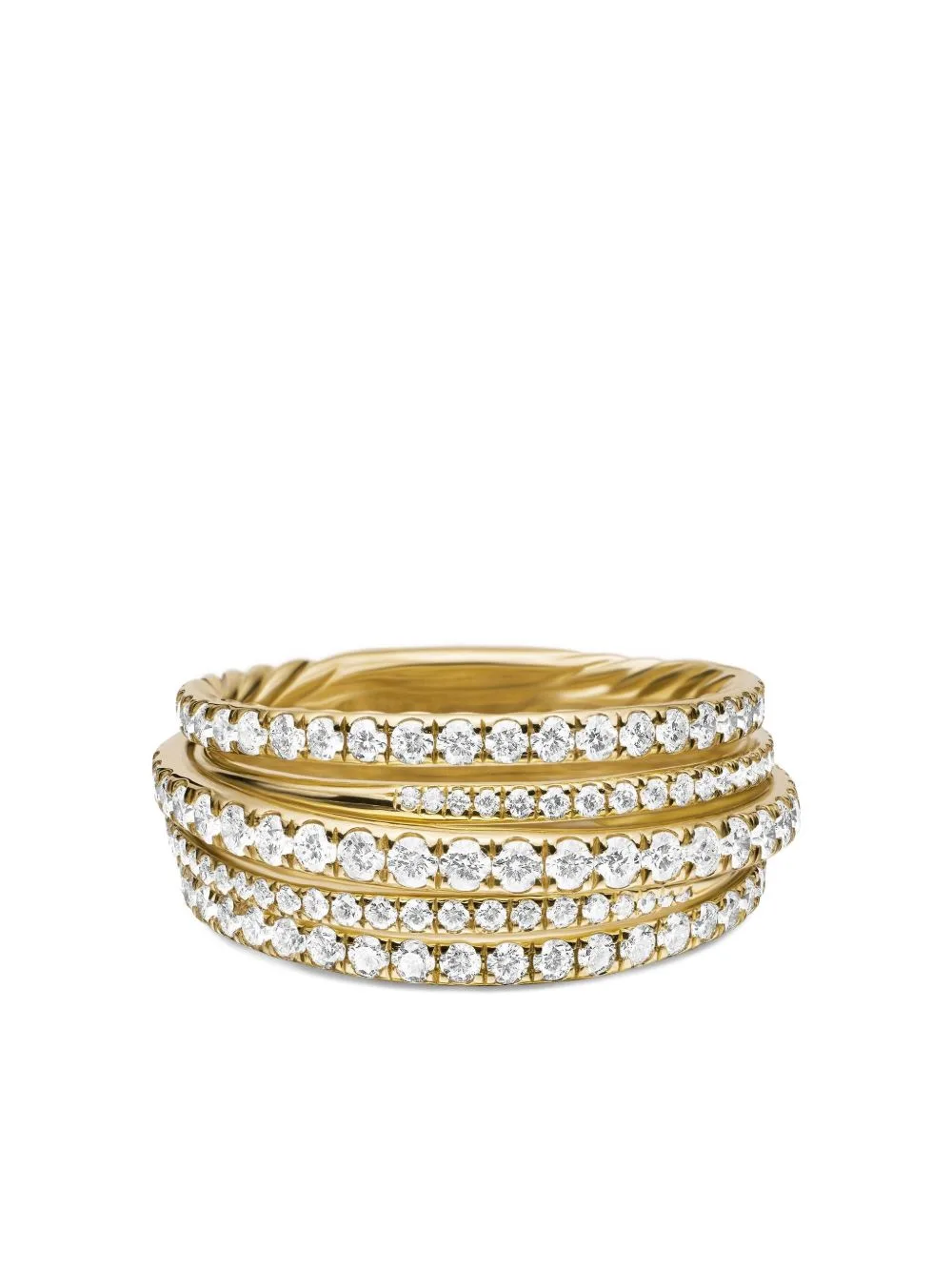 18kt Yellow Gold Pavé Crossover Diamond Ring (11mm) by David Yurman