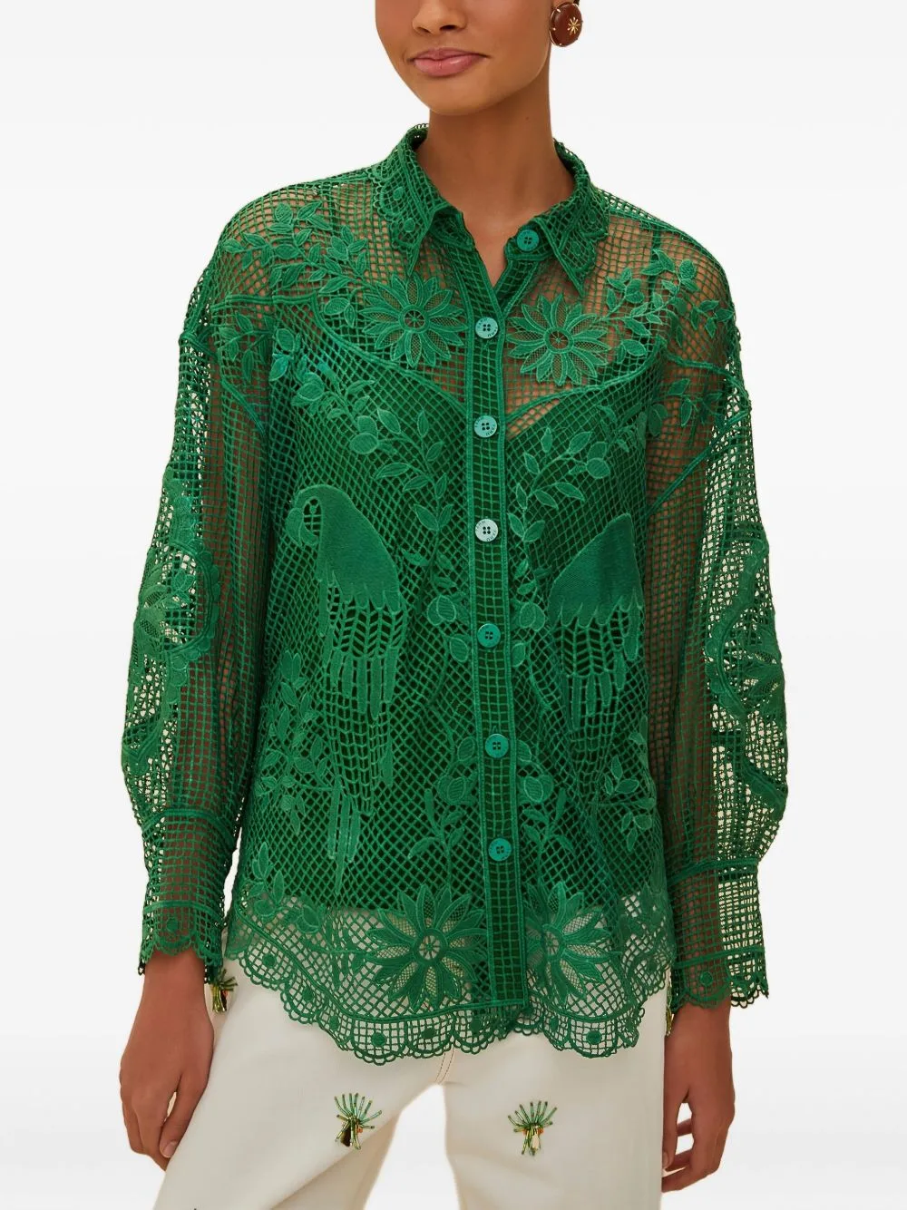 Lace Buttoned Top by FARM Rio