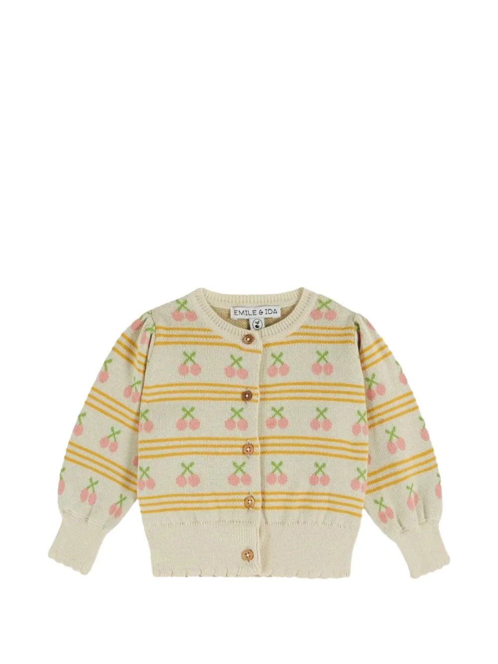 Cherry-Jacquard Striped Cardigan by Emile Et Ida
