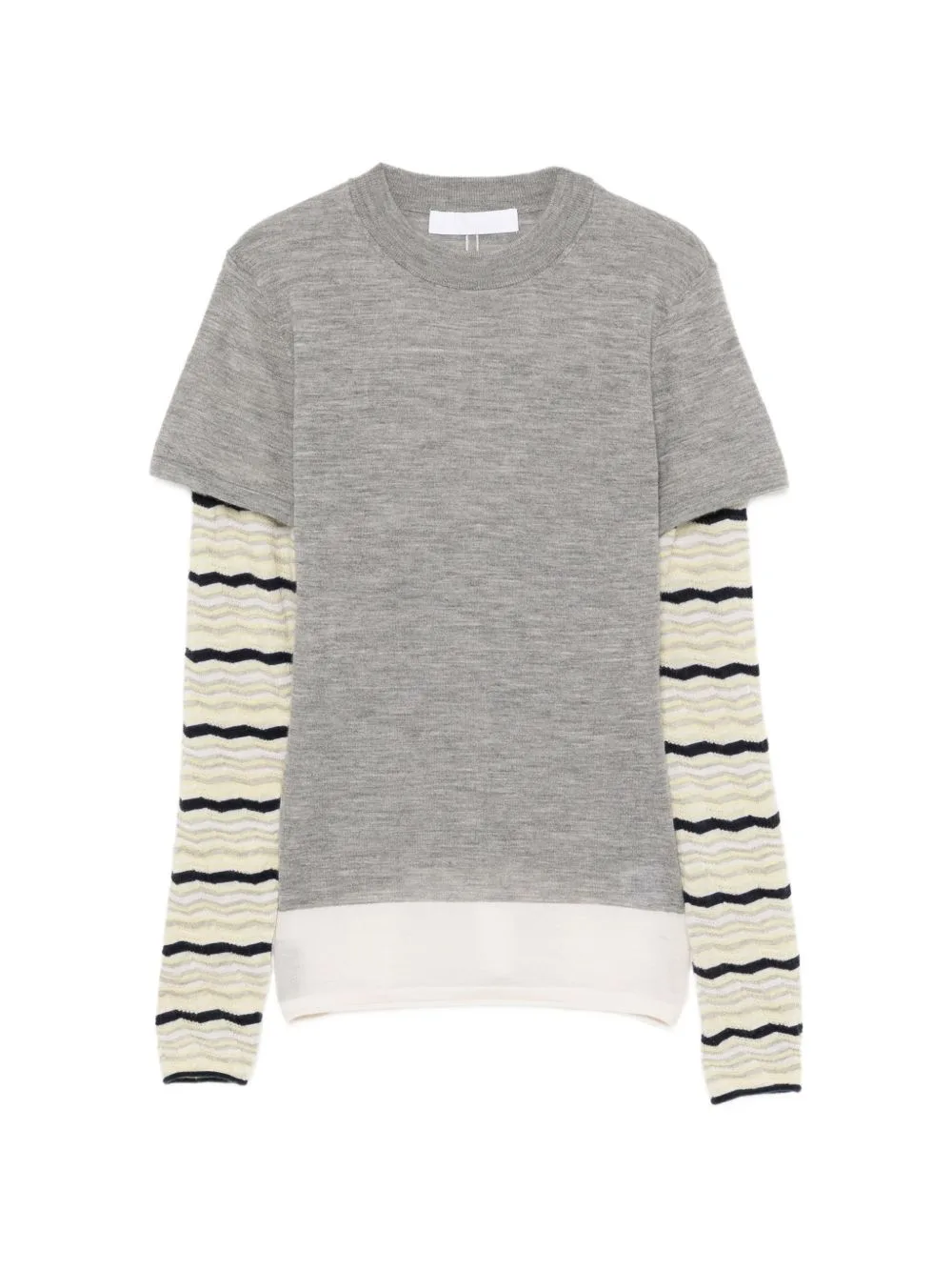 Layered-Sleeve Fine-Knit T-Shirt by CUDDLEUP