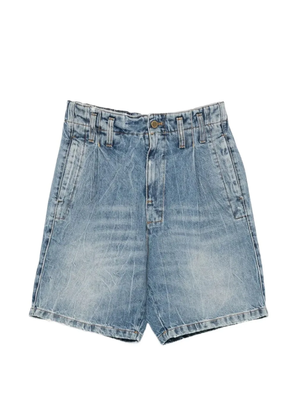 Acid-Wash Pleated Shorts by CULTURA