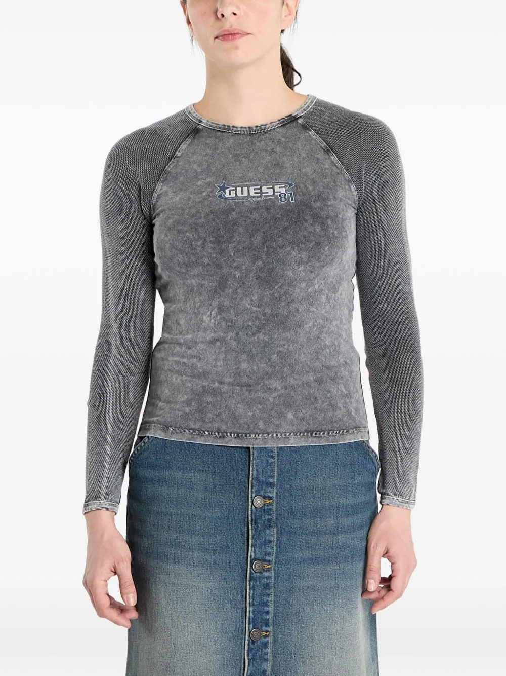 Acid-Wash Long-Sleeve T-Shirt by GUESS USA