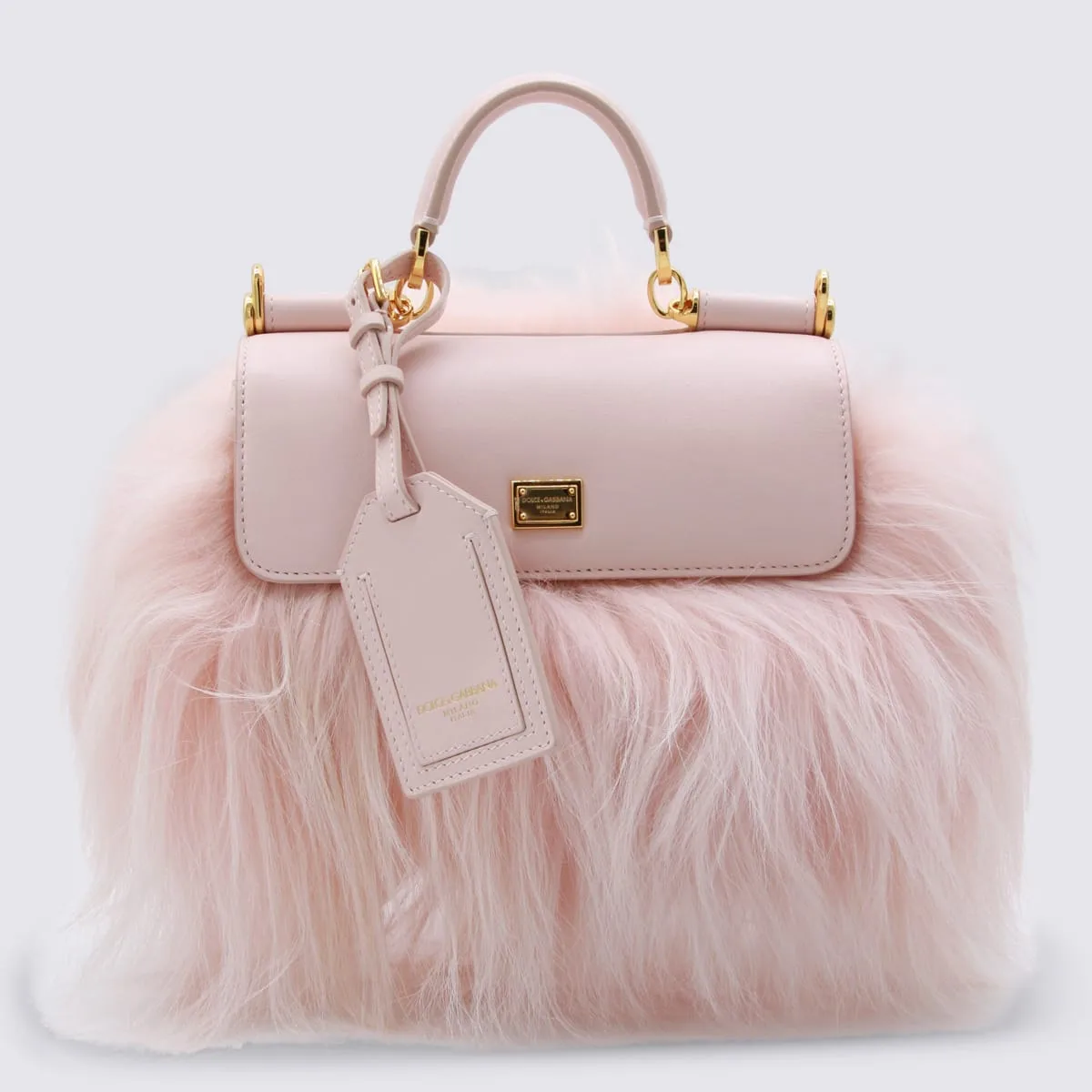 Powder Pink Leather My Sicily Mini Top Handle Bag by Dolce & Gabbana