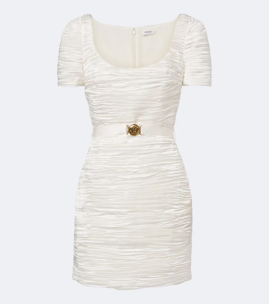 Medusa Pleated Silk-Blend Satin Minidress by Versace
