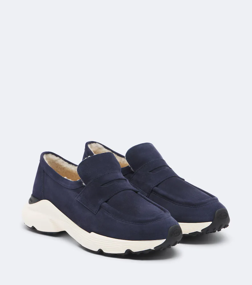 Shearling-Lined Suede Slip-On Sneakers by Tod's