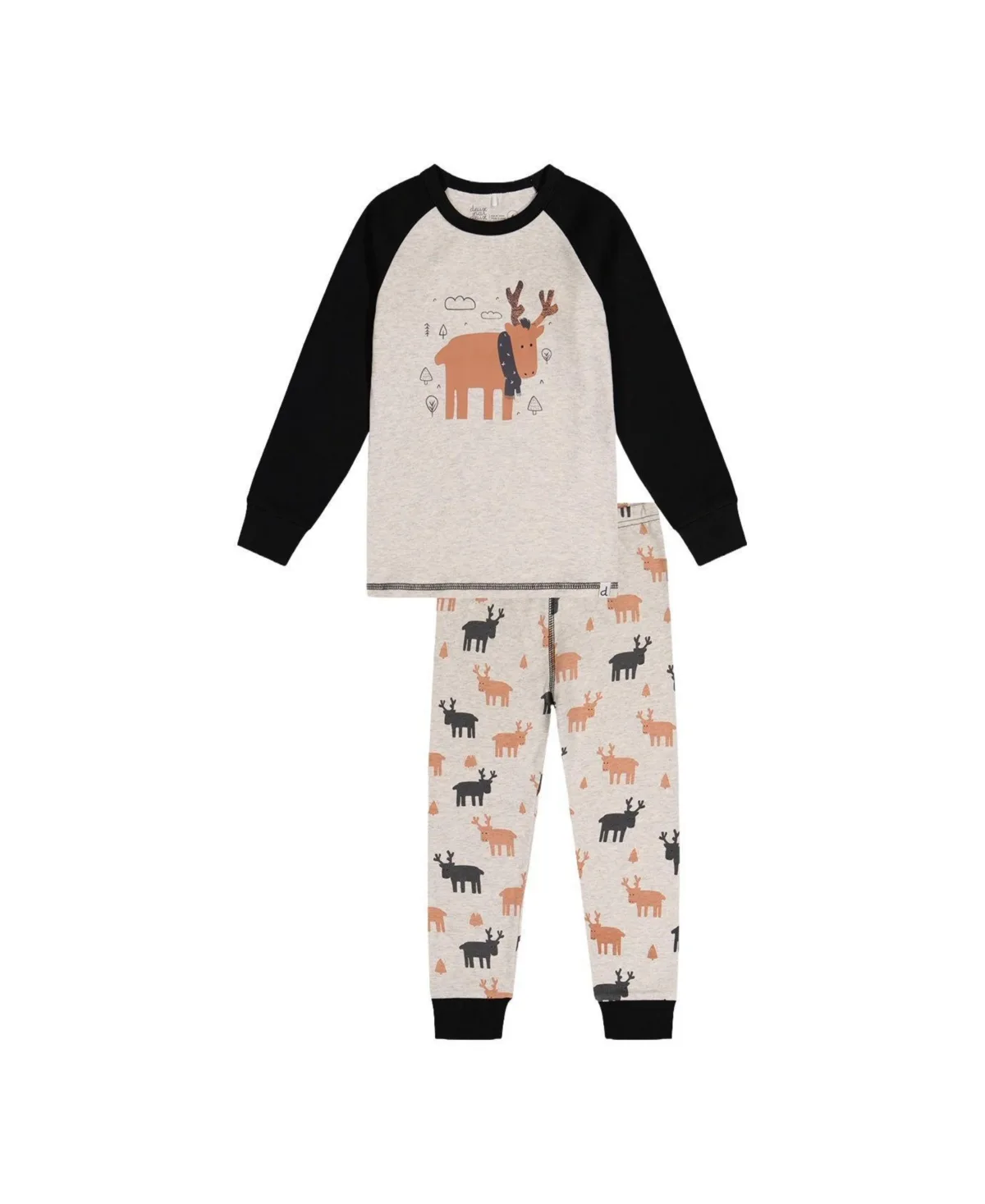 Cotton Two Piece Pajama Set Elk Print by Deux Par Deux