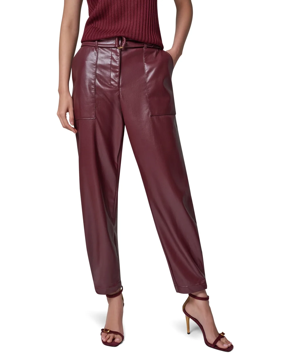 Cargo High-Rise Tapered-Leg Polyurethane Pants by Donna Karan New York