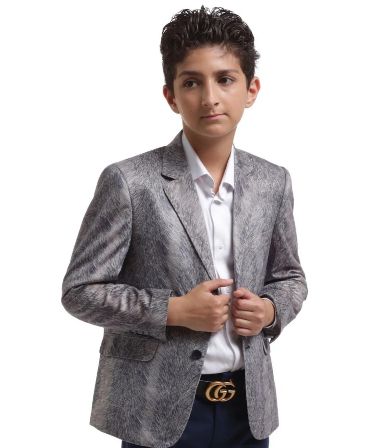 Slim Fit Printed Velvet Blazer by Elie Balleh