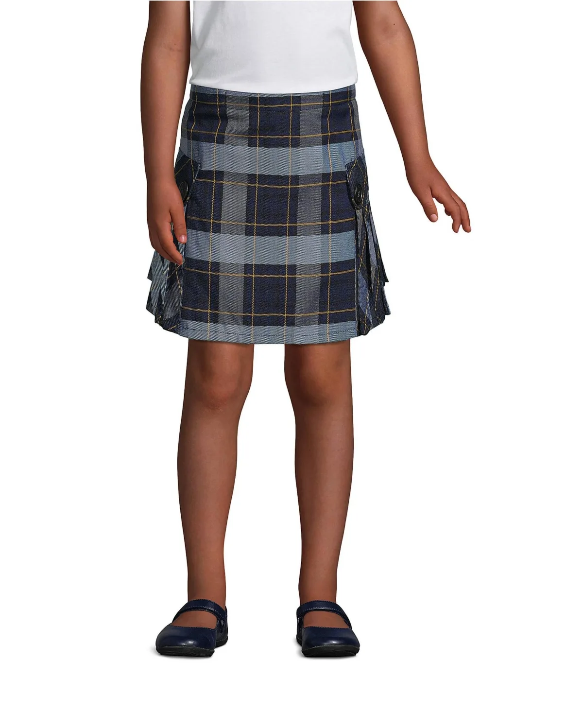 Side Pleat Plaid Skort Above the Knee by Lands' End