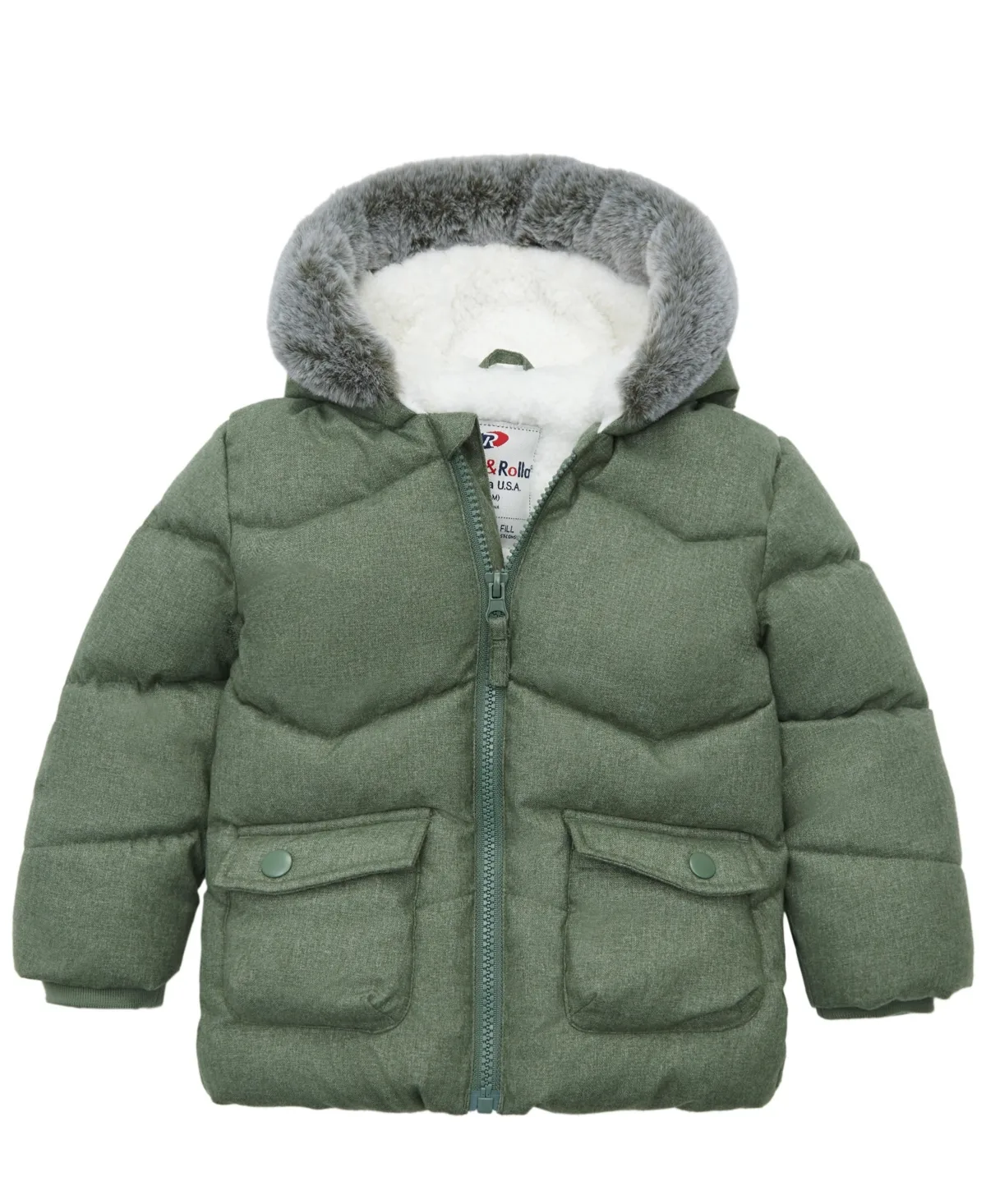Sherpa Lined Puffer Jacket Warm Winter Coat with Hood by Rokka&rolla