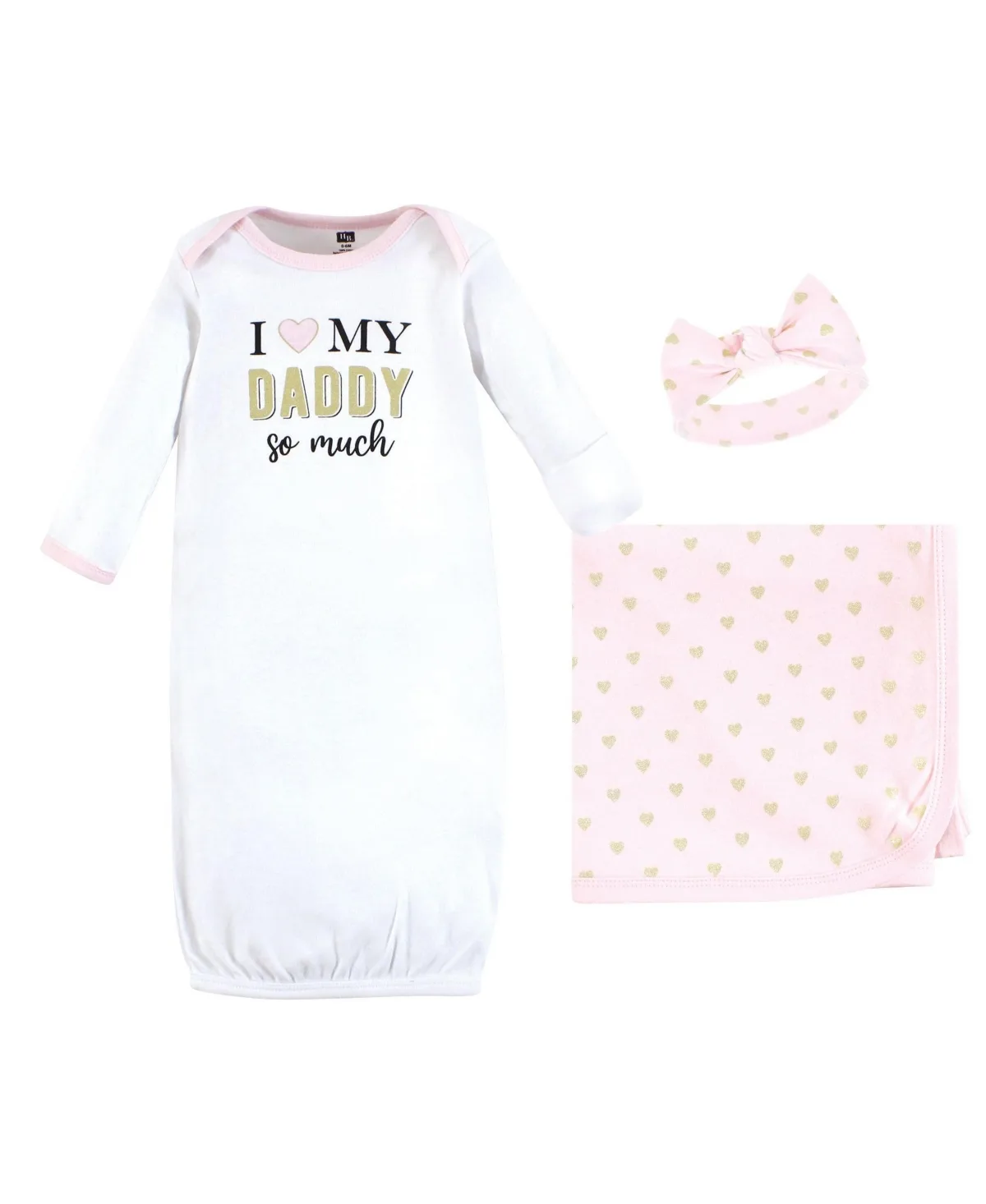 Layette Essentials Gown, Swaddle Wrap, and Headpiece Option by Hudson Baby