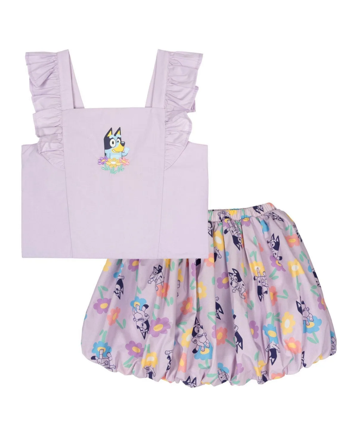Square-Neck Ruffled Tank Top and Skort, 2-Piece Set by Bluey