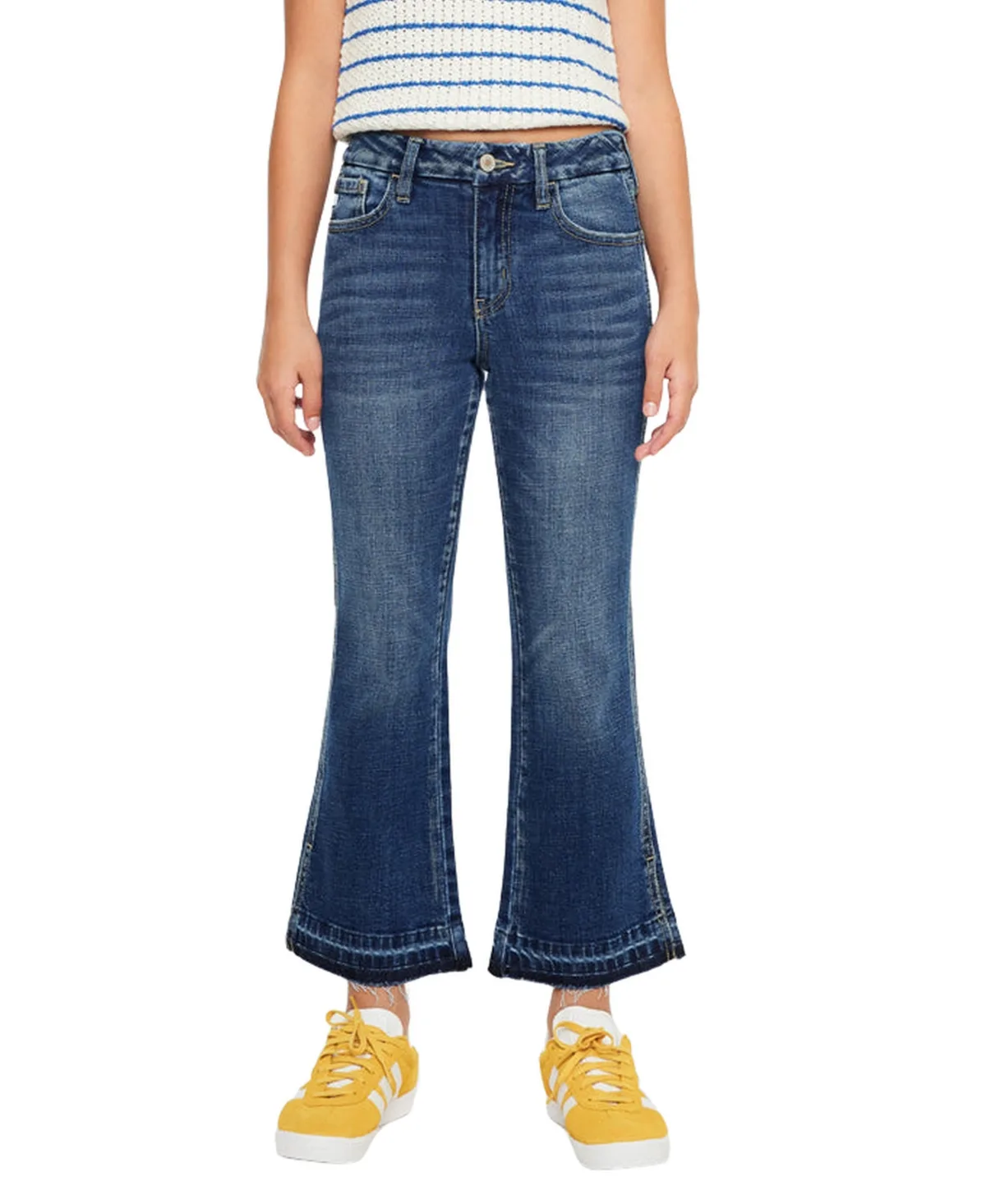 Liza High Rise Crop Flare Jeans by Kancan