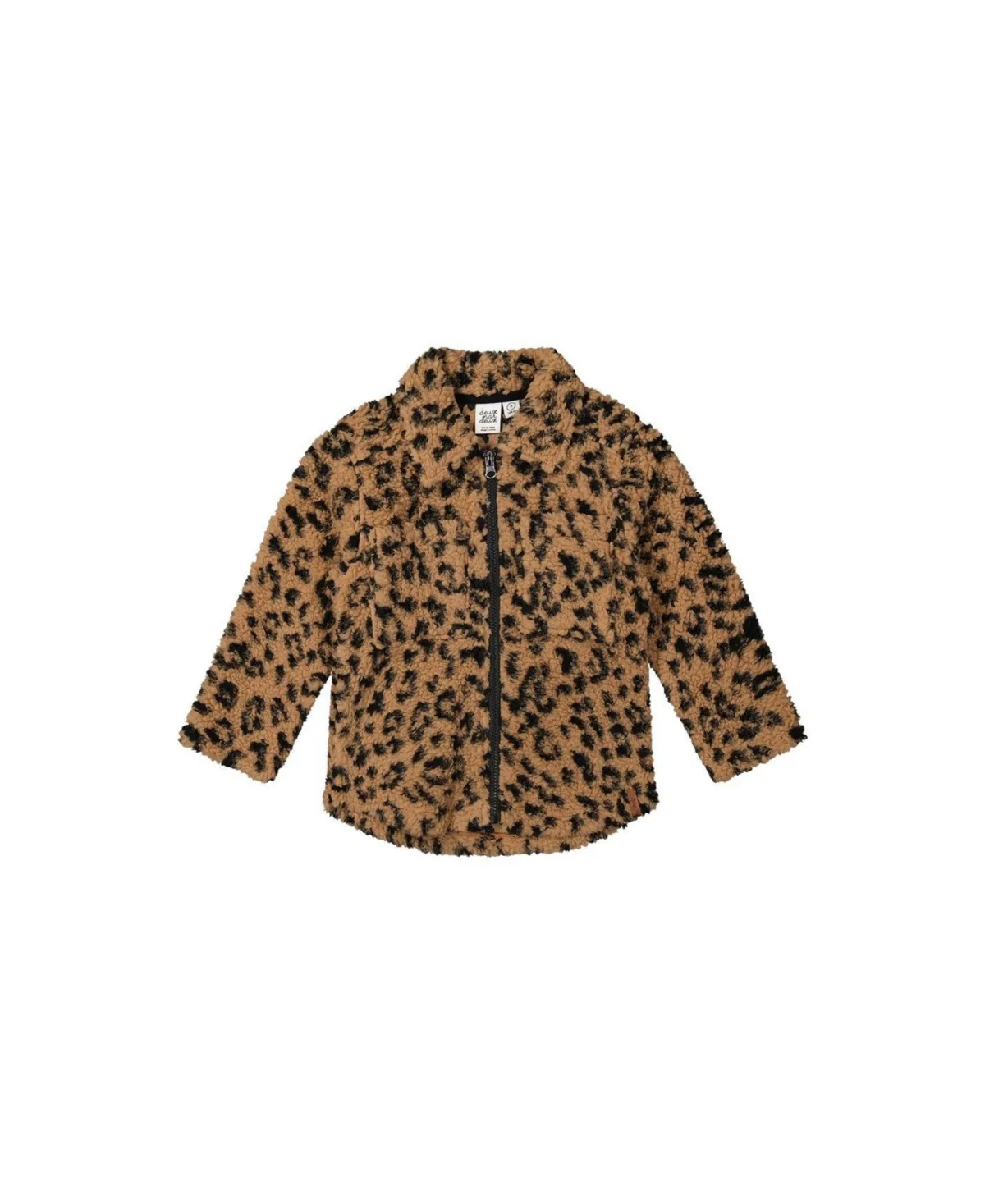 Zipped Sherpa Overshirt with Chest Pockets Leopard Fur by Deux Par Deux