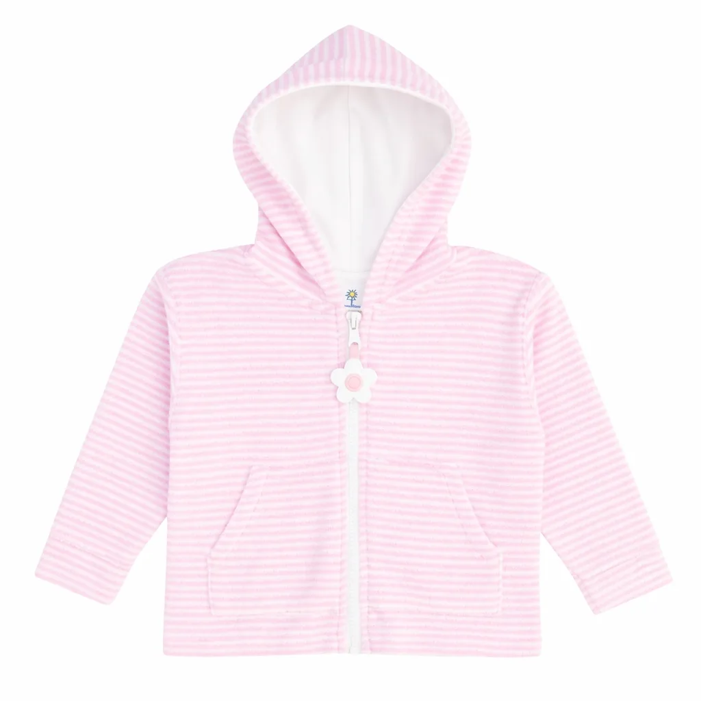 Stripe Terry Hoodie with Flower by Florence Eiseman