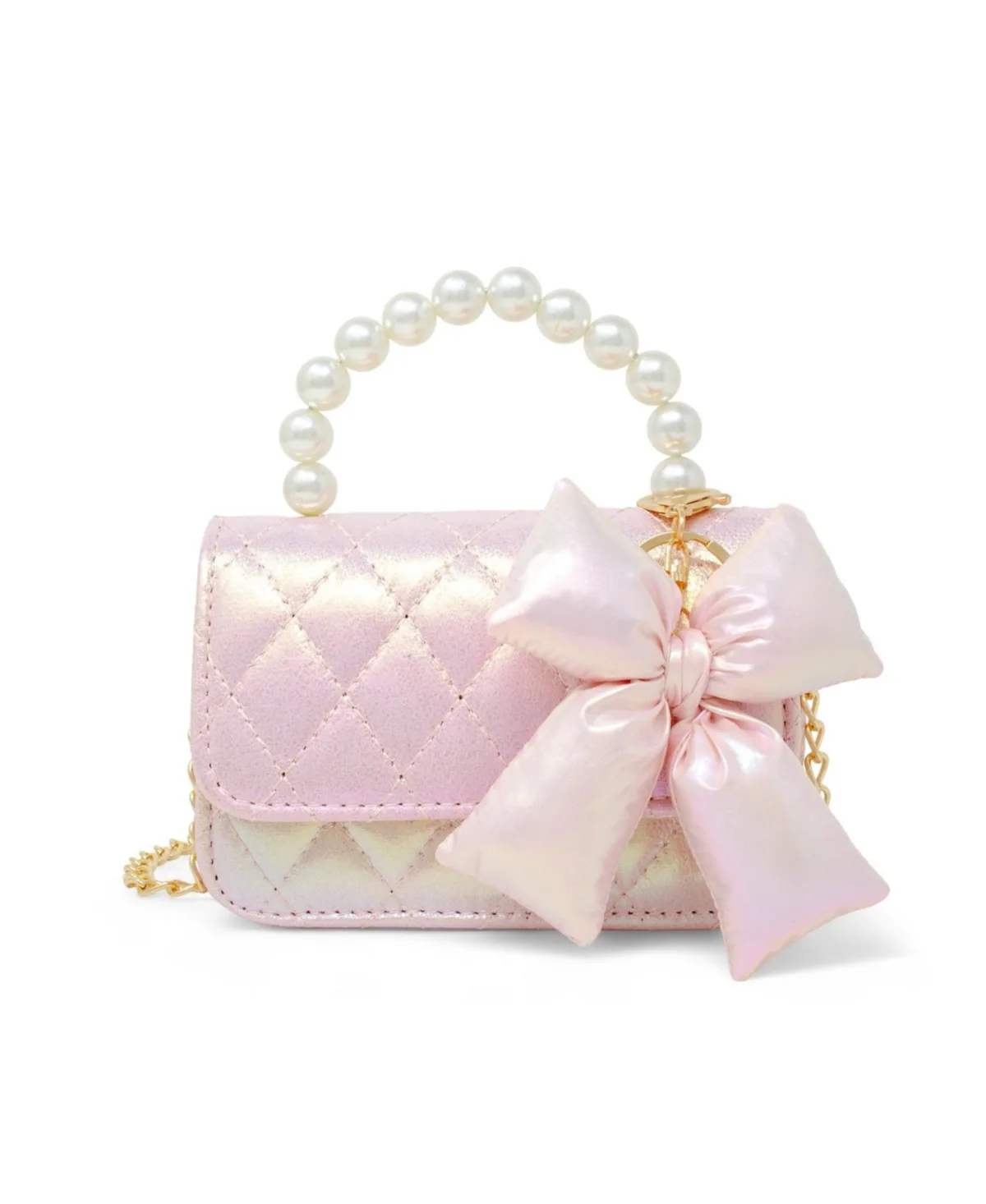 Shiny Quilted Fluffy Bow Handbag by Zomi Gems