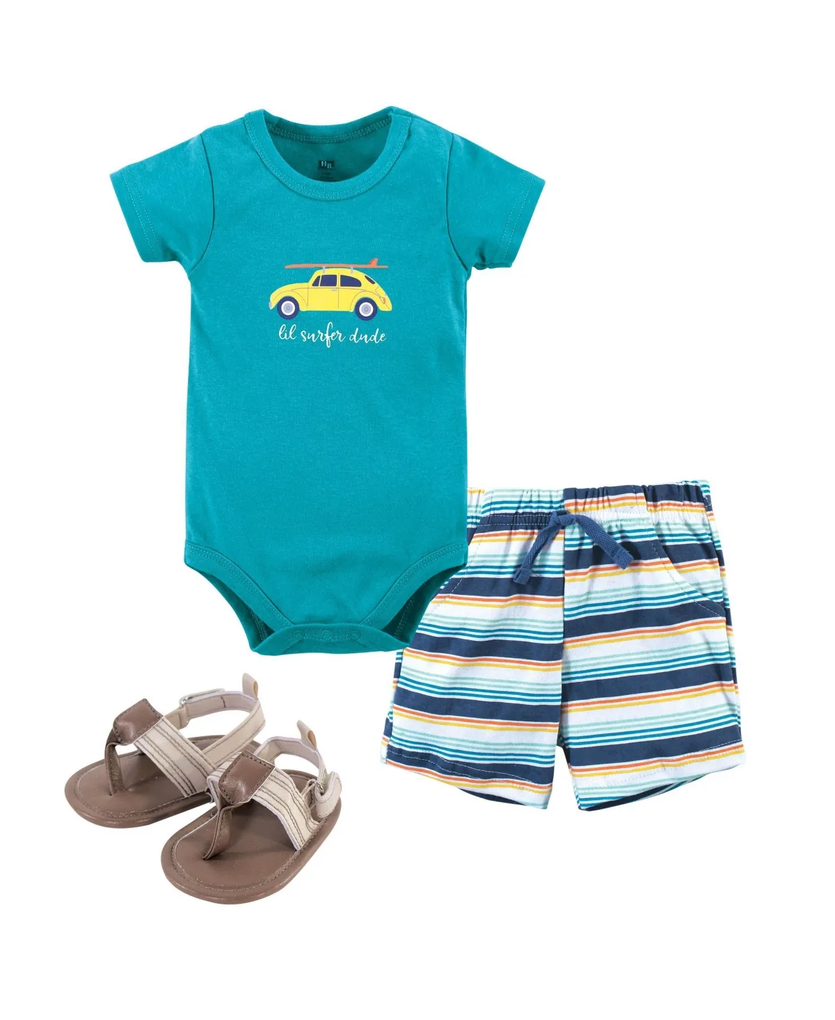 Breathable Cotton Coordinated Bodysuit, Shorts, and Shoe Outfit by Hudson Baby