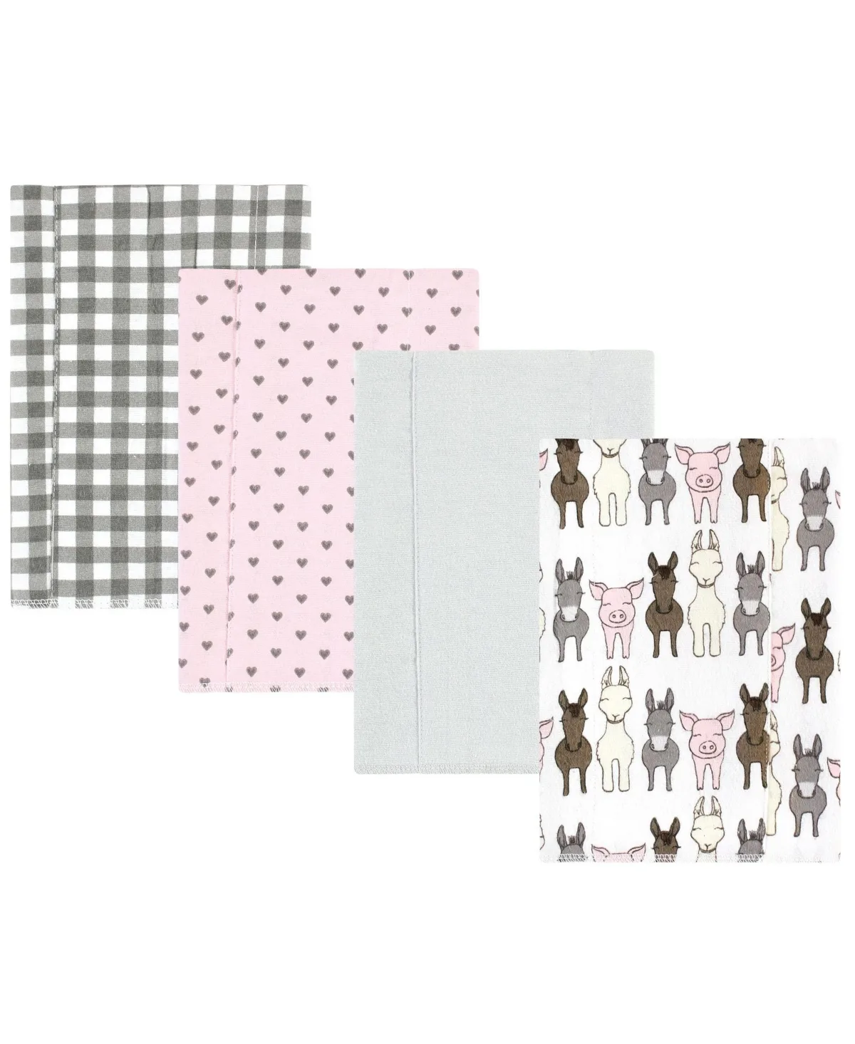 Flannel Burp Cloth 4-Pack Cotton Poly by Hudson Baby