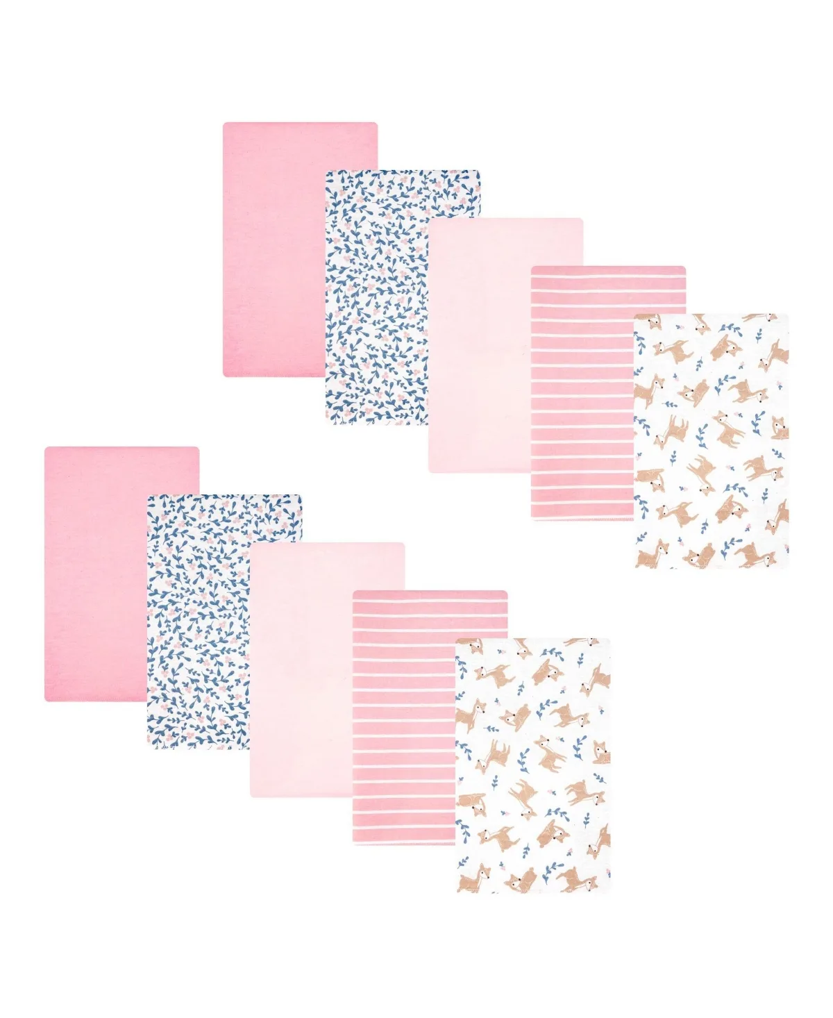 Cotton Poly Flannel Burp Cloths 10-Pack Loves Me Deerly One Size by Hudson Baby