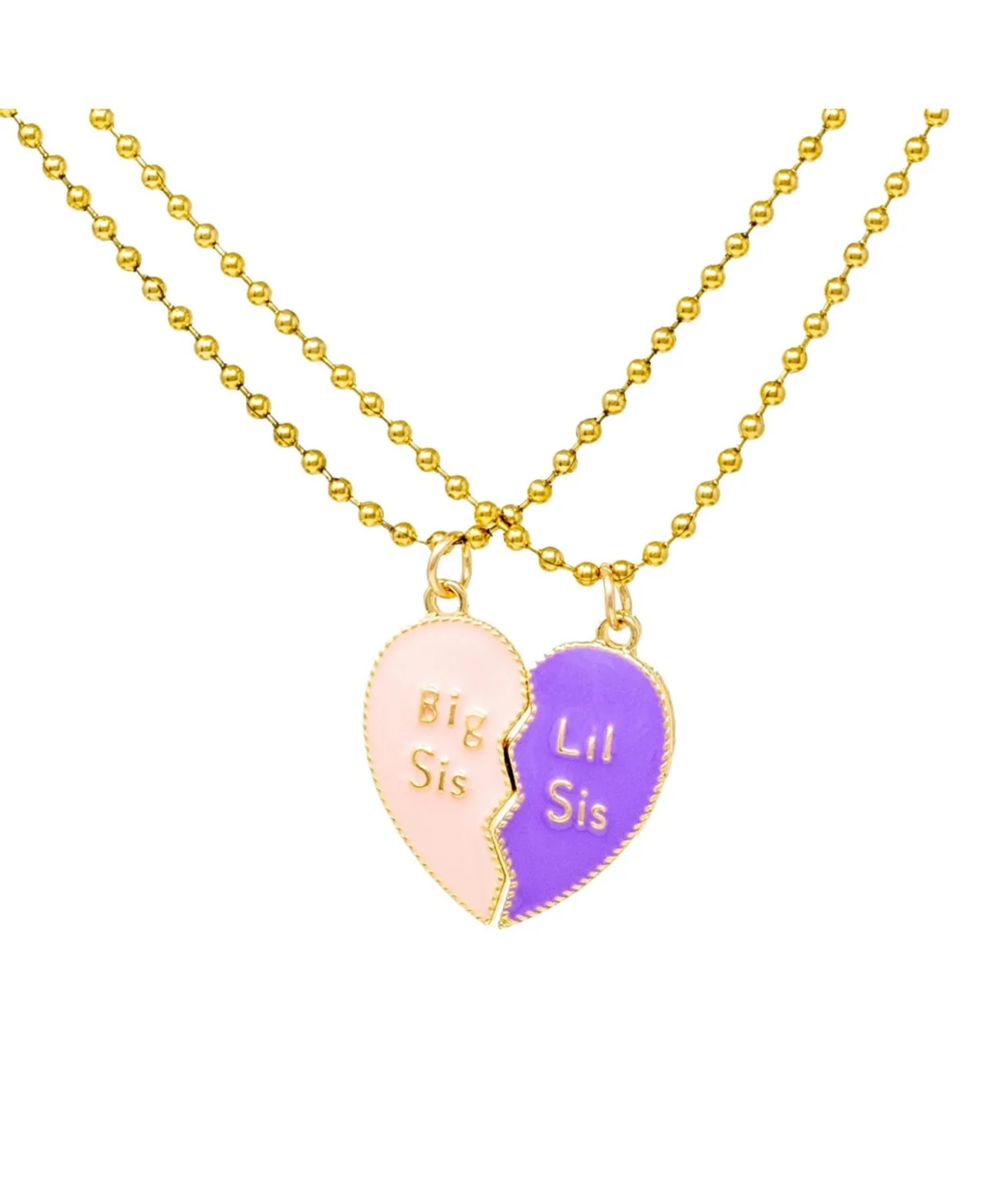 Sis & Lil Sis Magnetic Heart Necklace Set by Zomi Gems