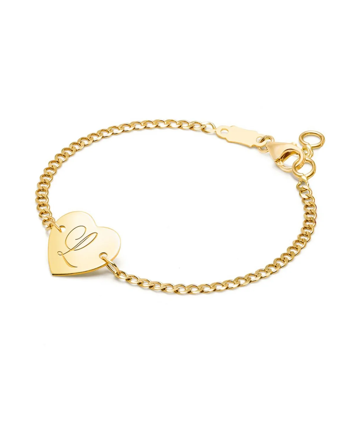 14K Gold Heart of Gold Id & Engraved Initial 6" Bracelet by Tiny Blessings