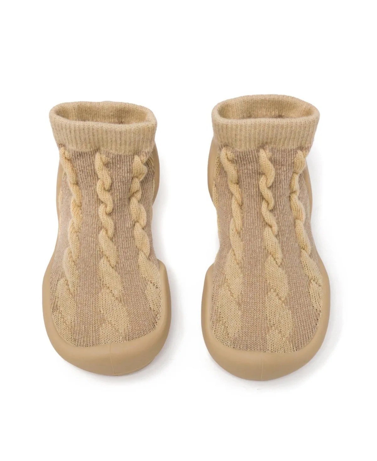 First Walk Sock Shoes - Cable Dark Beige by Komuello