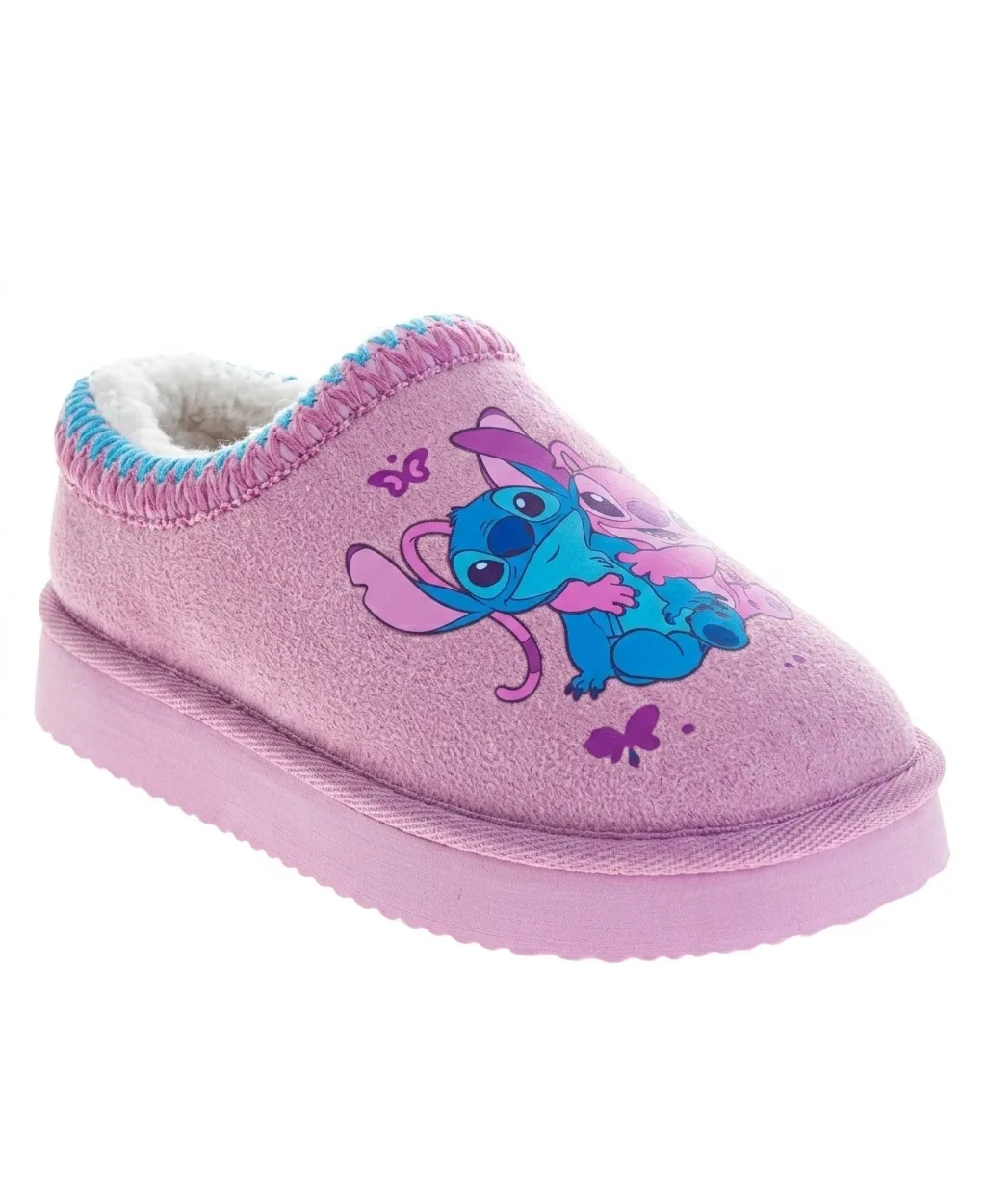 Stitch and Angel Plush Lined Slippers Cozy Soft Warm Non Slip Sole Indoor Comfort by Disney
