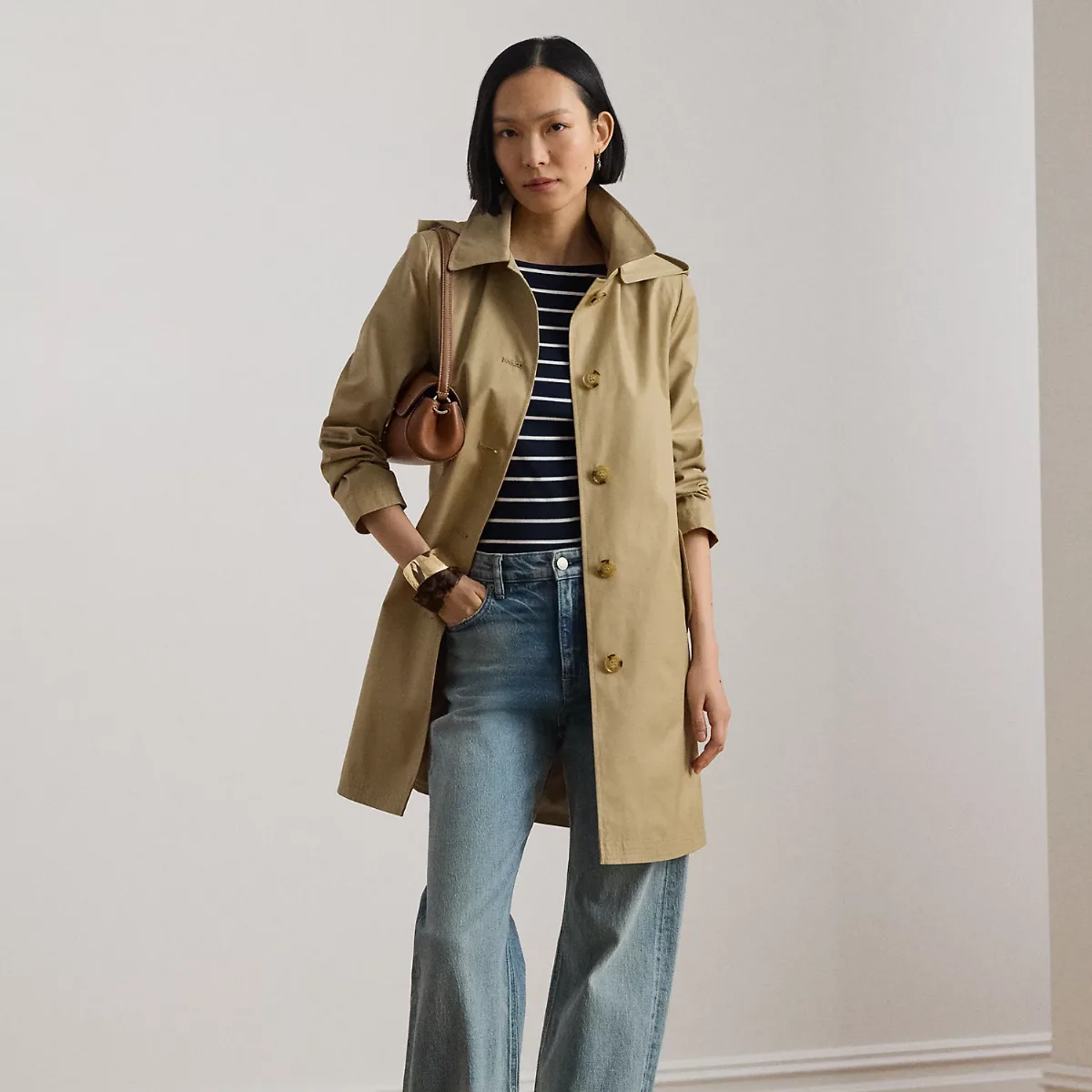 Hooded Cotton-Blend Balmacaan Coat by Lauren Ralph Lauren
