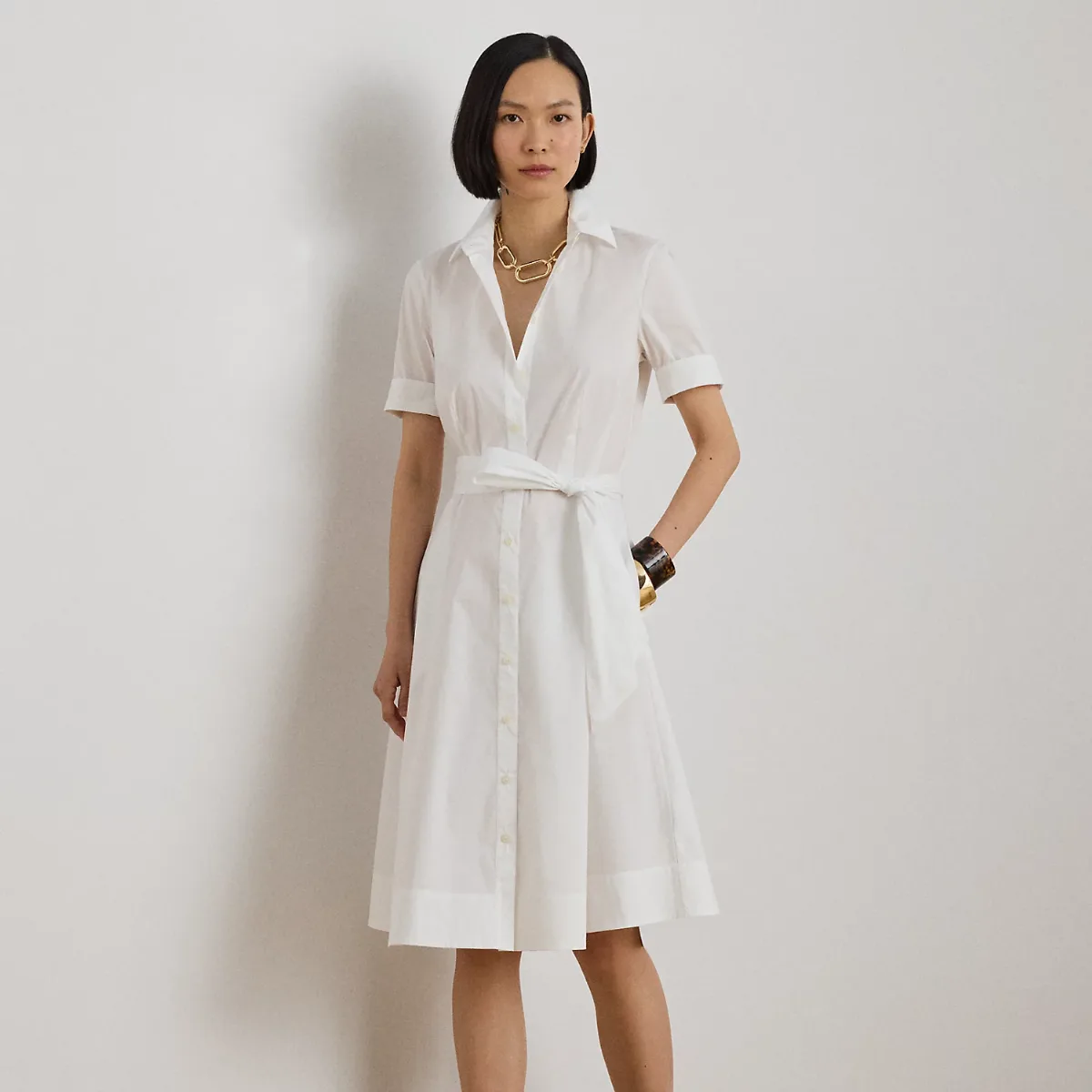 Belted Cotton-Blend Shirtdress by Lauren Ralph Lauren