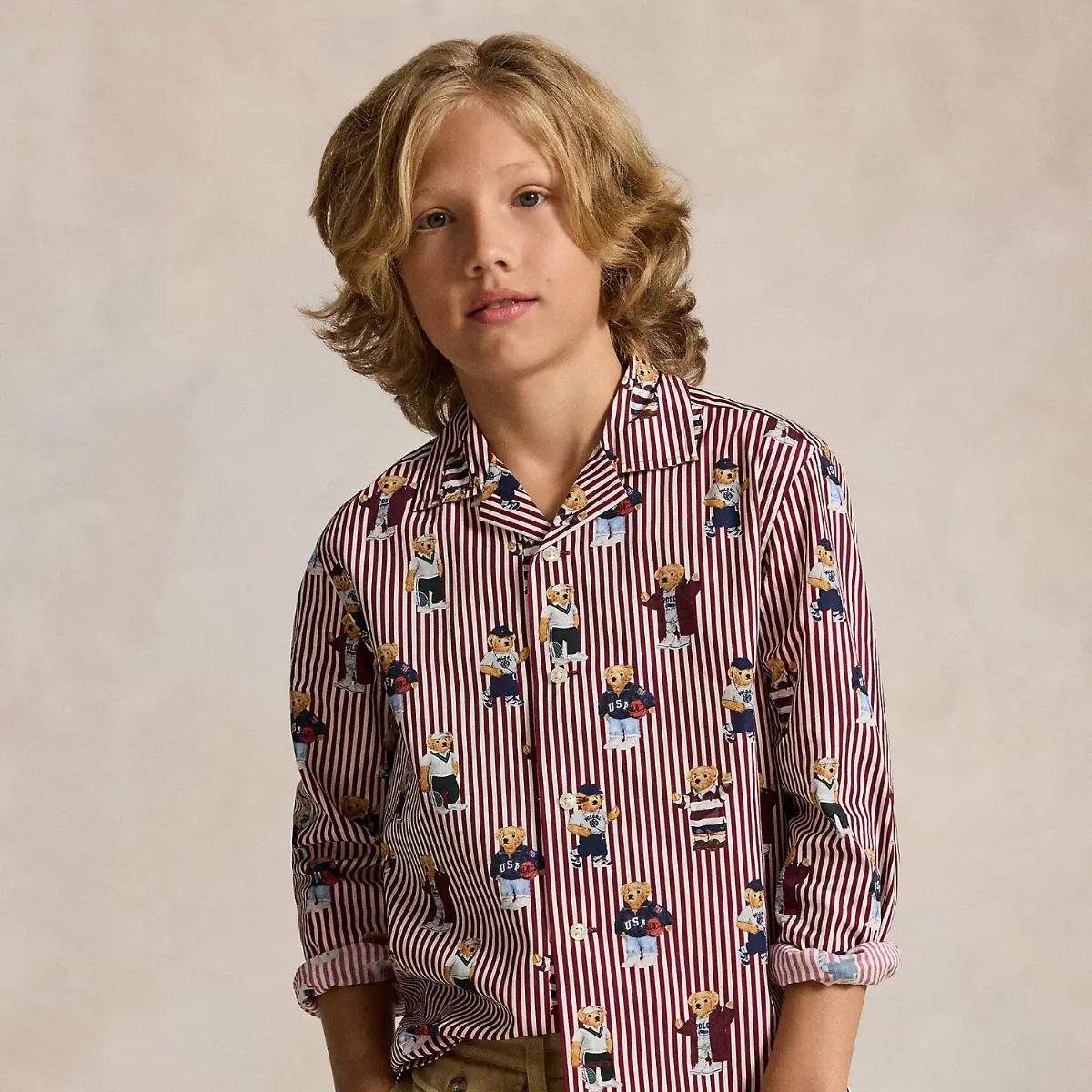 Polo Bear Striped Cotton Shirt by Ralph Lauren