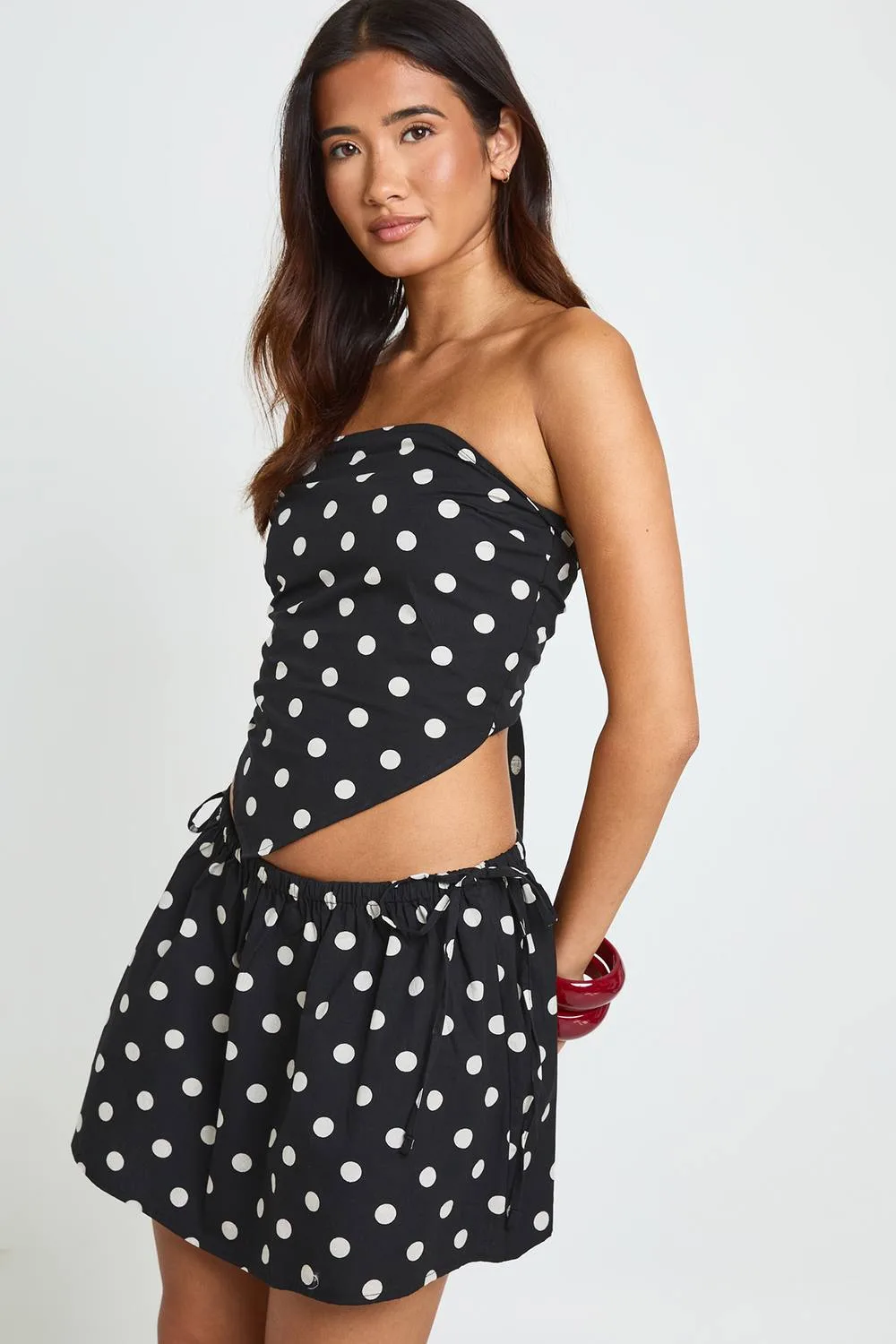 Polka Dot Cotton Poplin Scarf Top by boohoo