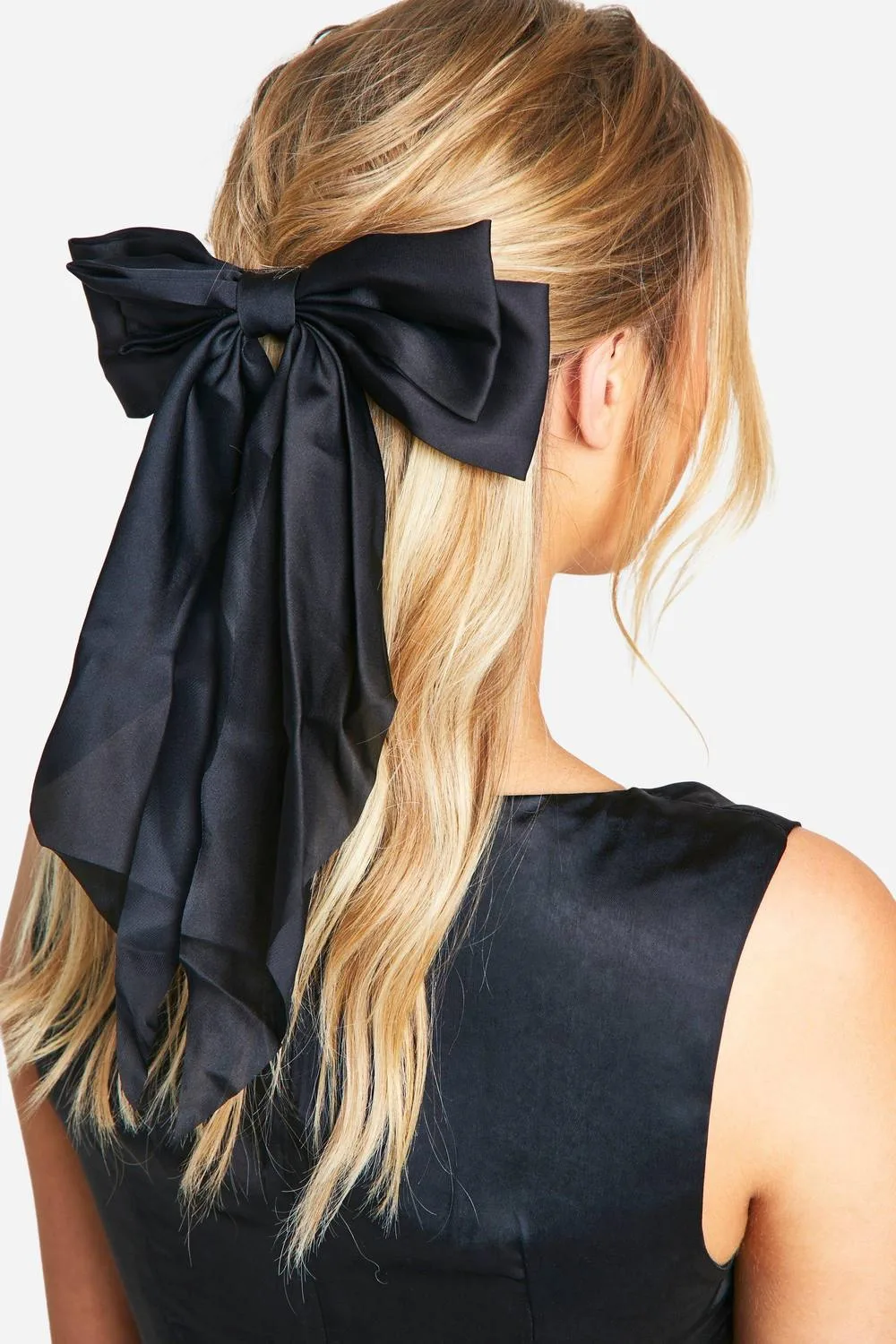 Satin Large Hair Bow Clip by boohoo