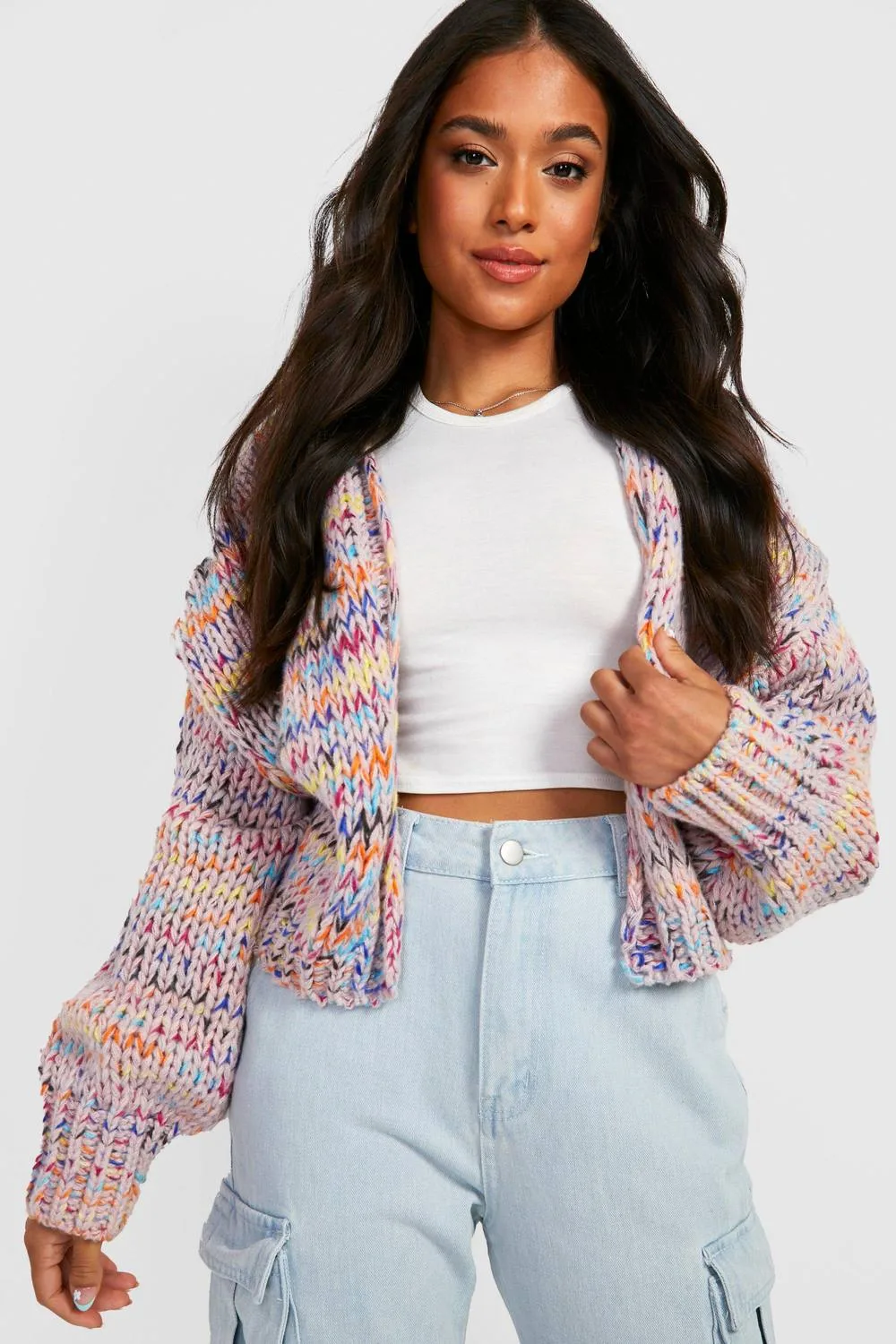 Premium Chunky Multicoloured Cardigan by boohoo