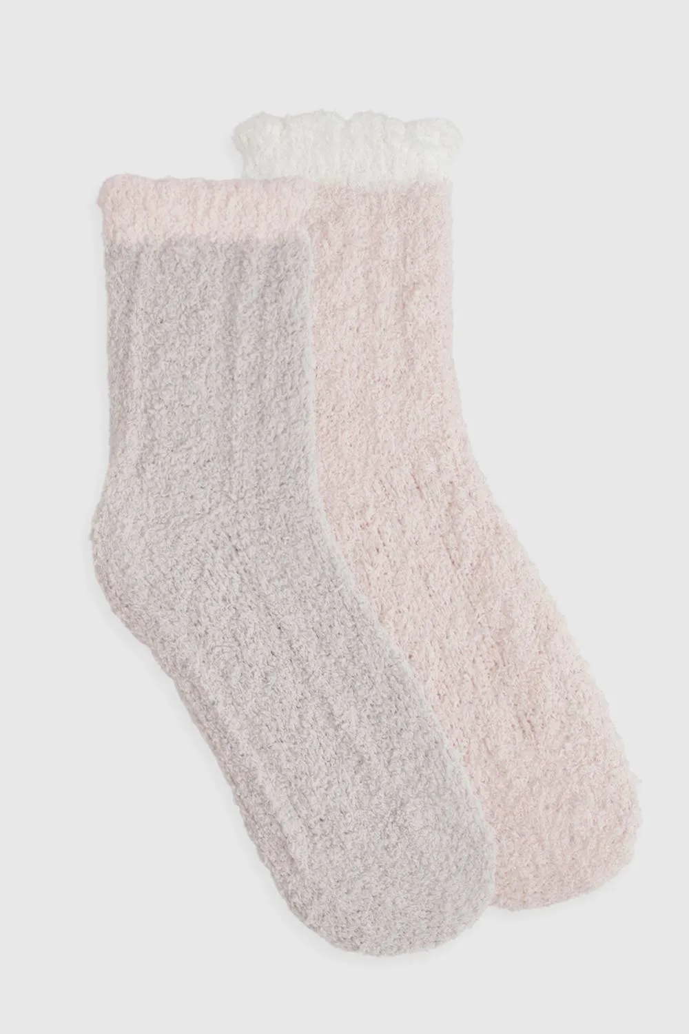 Cable Knit Fluffy Socks 2 Pack by boohoo