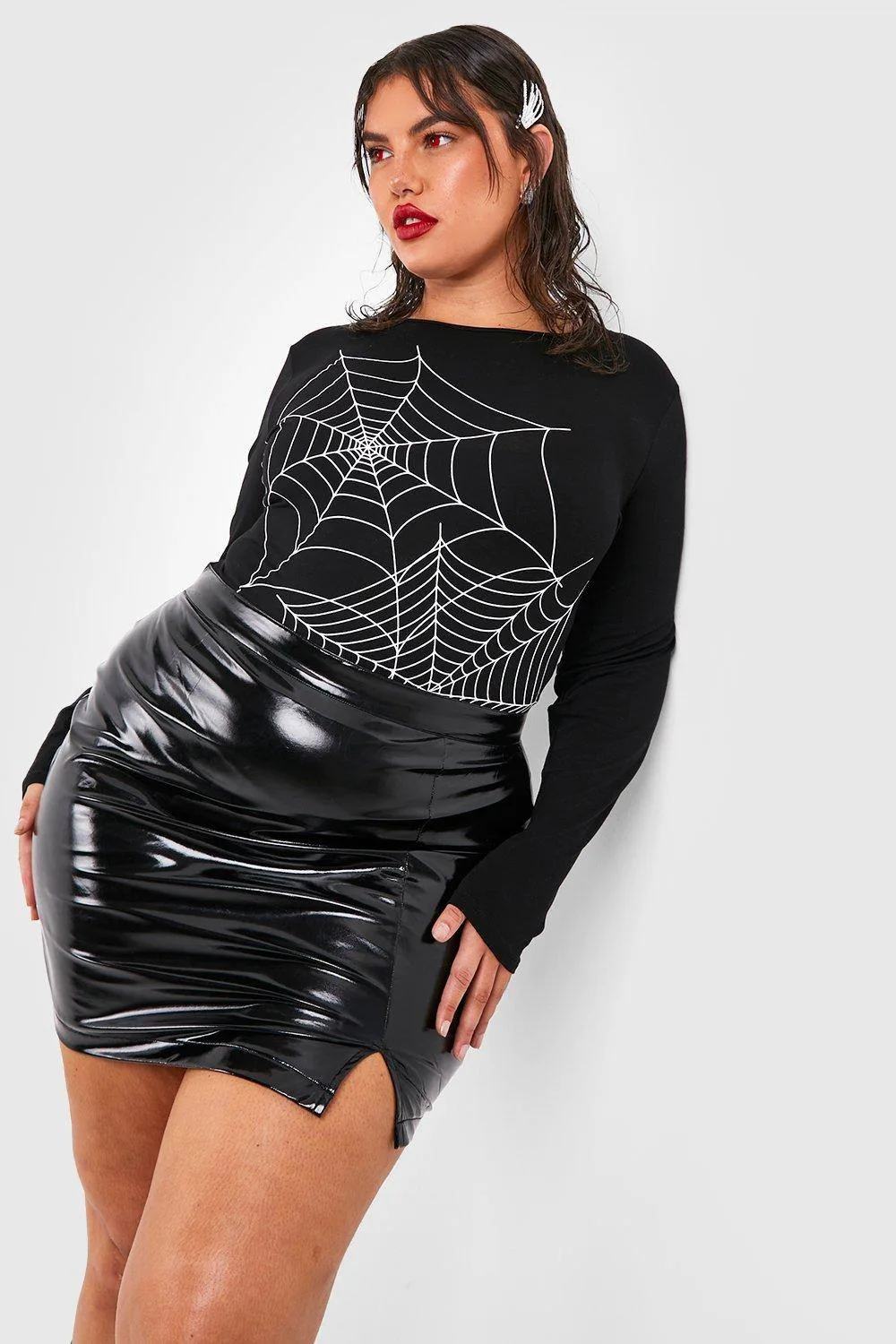Halloween Vinyl Mini Skirt by boohoo
