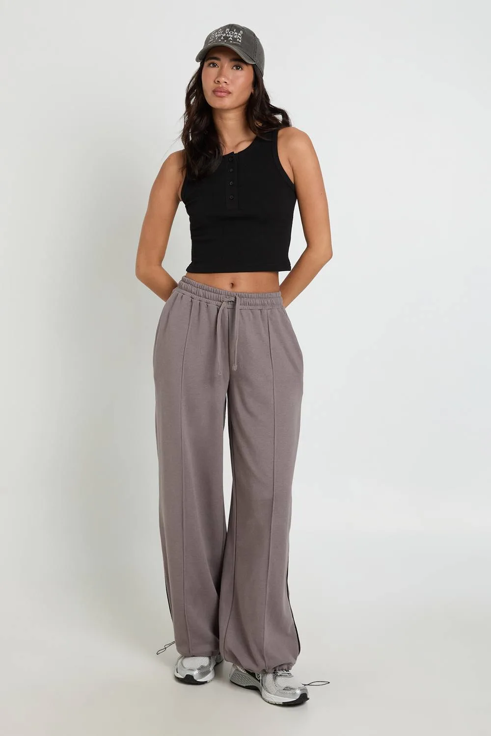 Piping Detail Toggle Cuff Loopback Oversized Jogger Pants by boohoo