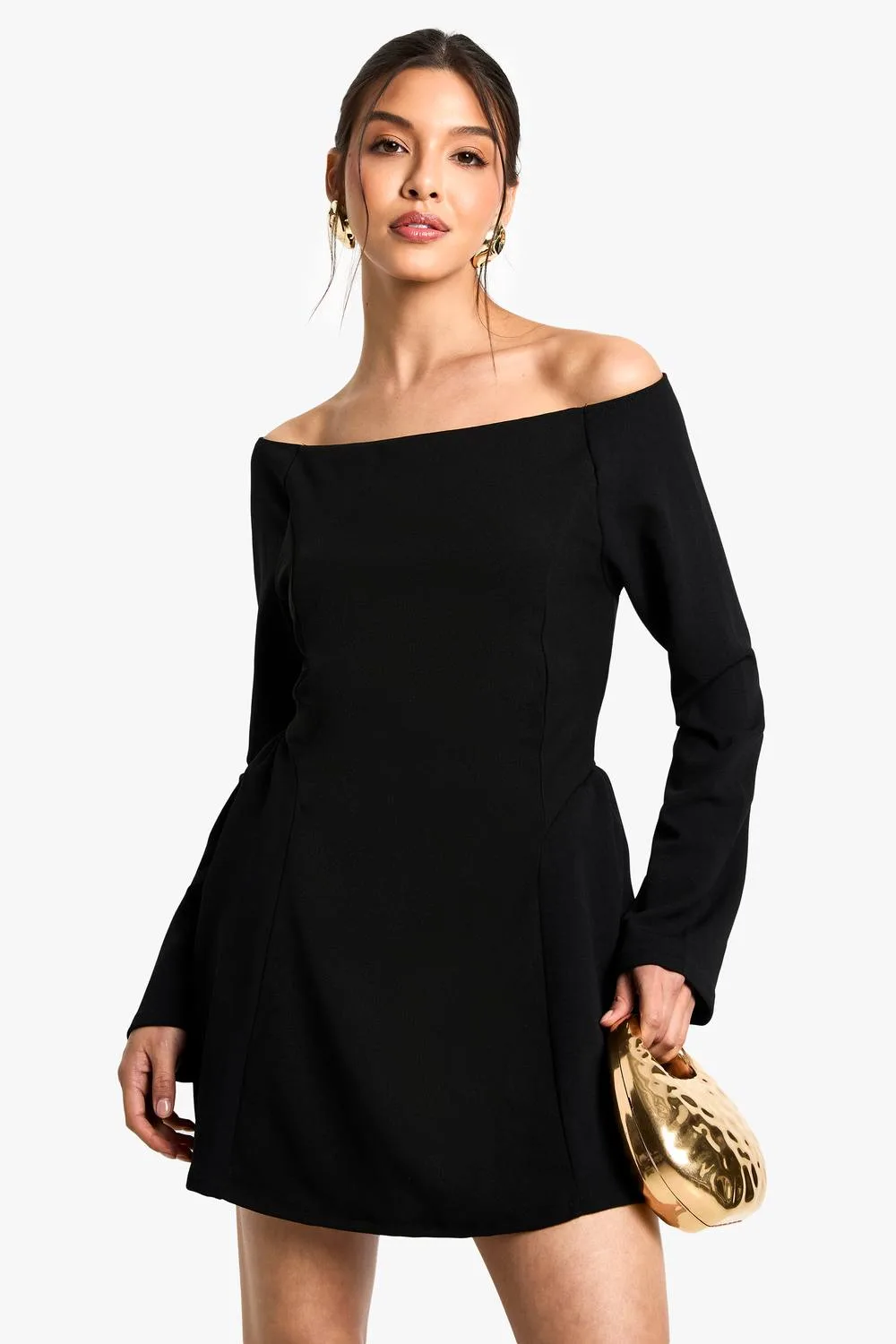 High Bardot Tie Back Skater Dress by boohoo