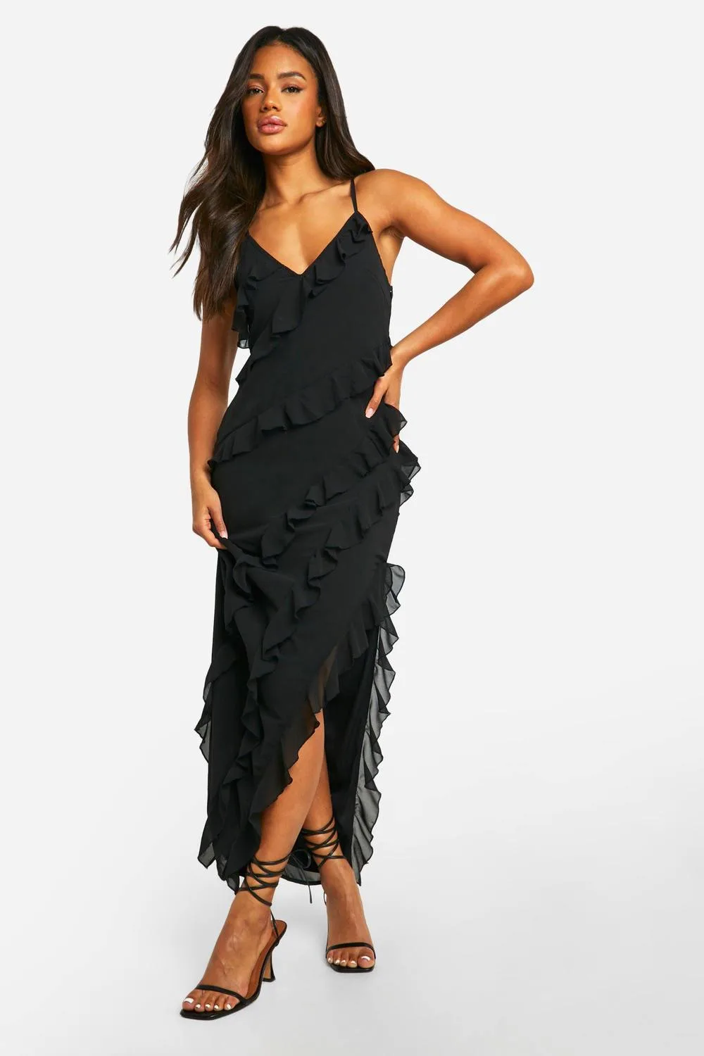 Ruffle Chiffon Maxi Dress by boohoo