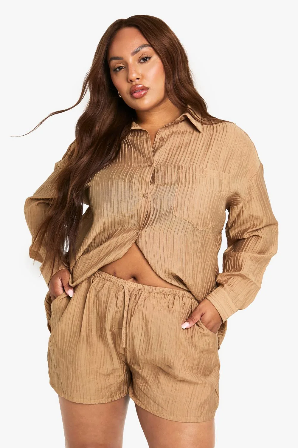 Crinkle Woven Oversized Shorts