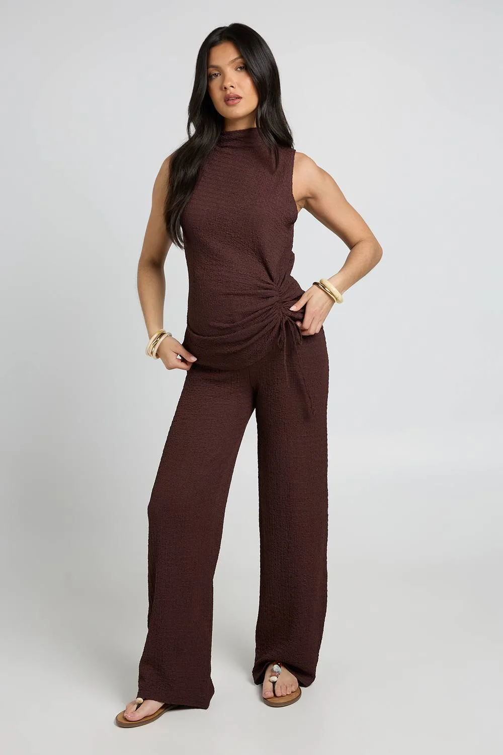 Maternity Ruched Body Top & Wide Leg Trouser Co Ord by boohoo