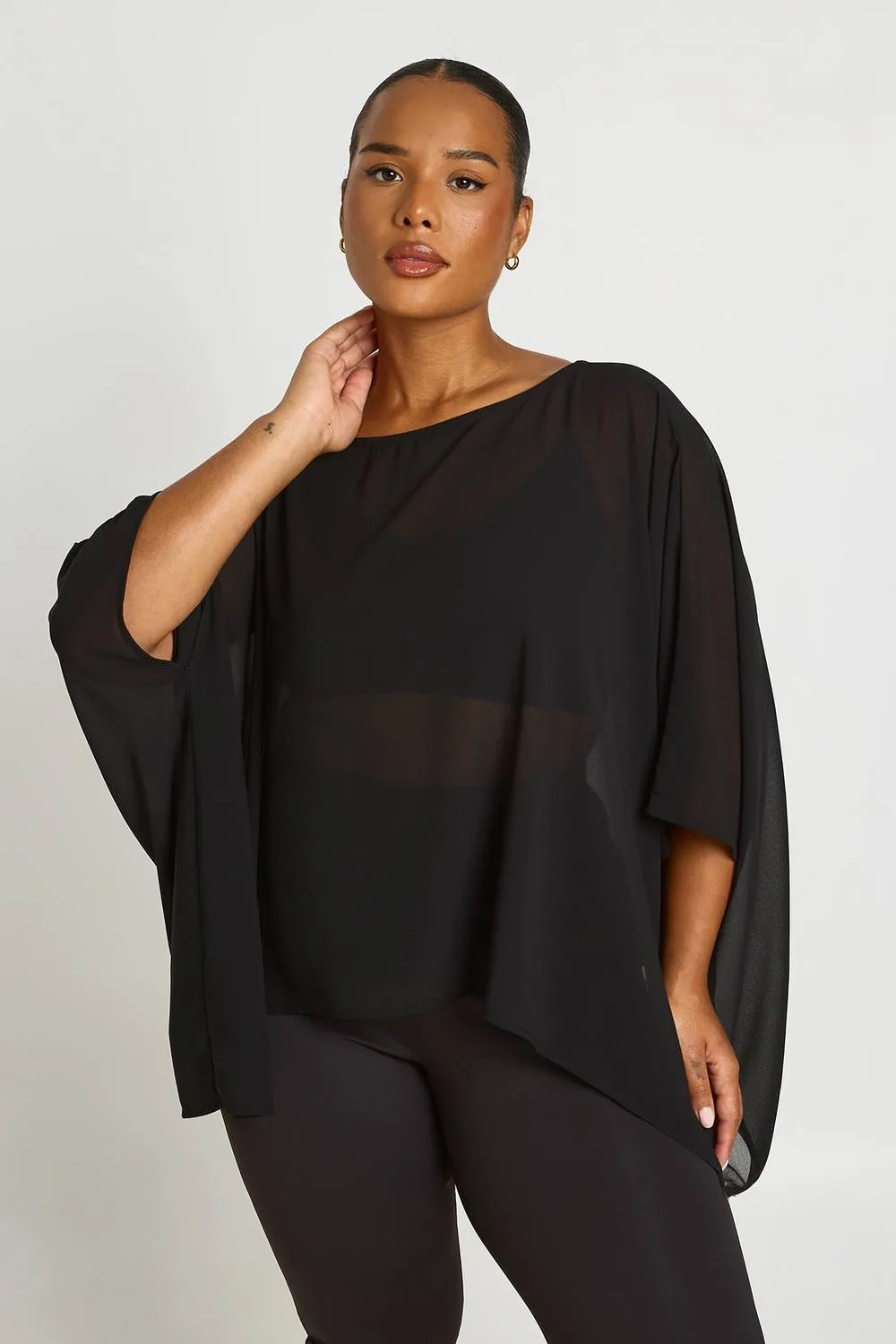 Chiffon Off-The Shoulder Cape Top by boohoo
